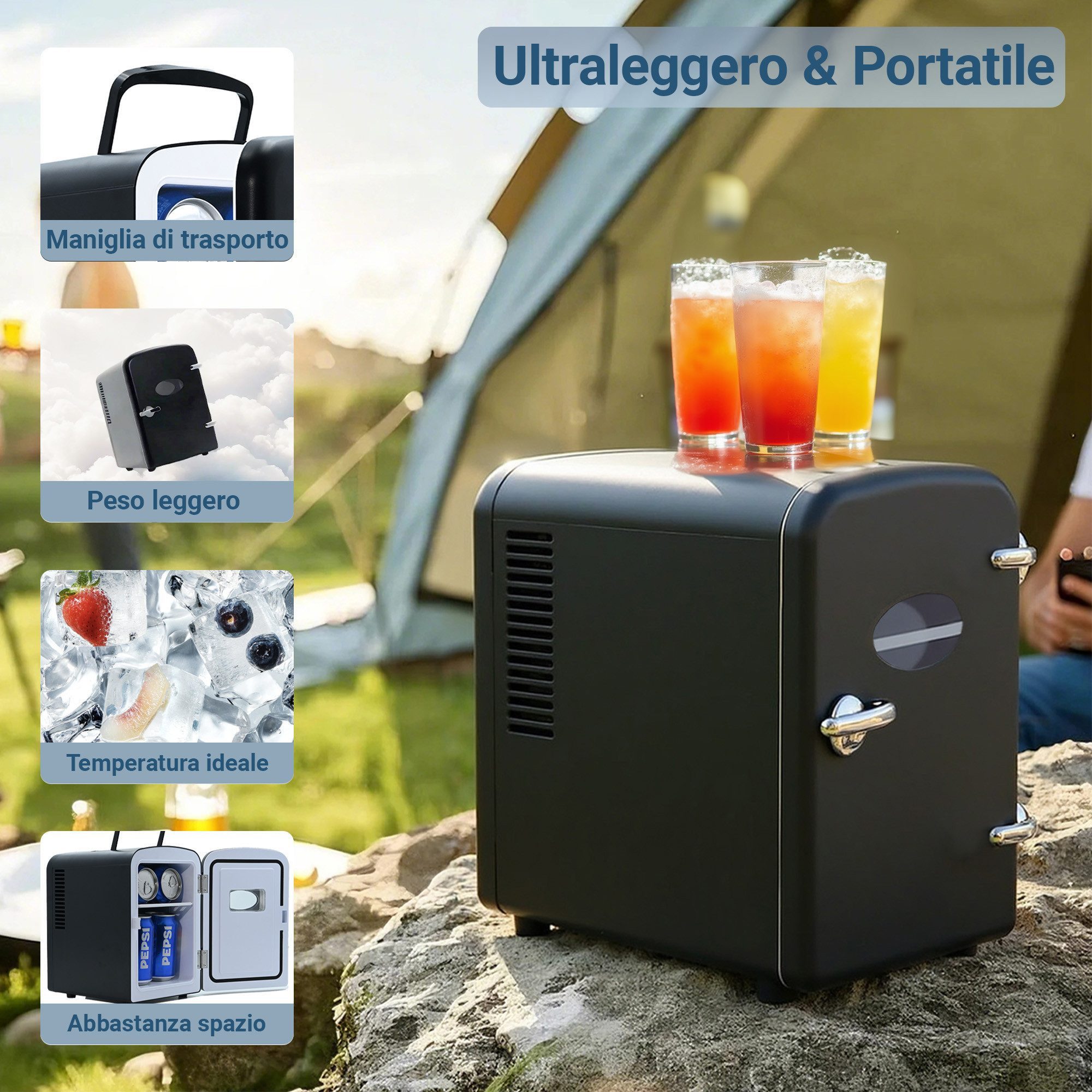 Nettlife Kühlbox 4L Mini Kühlschrank 12V leise Kompakter Tragbarer Klein Kühlschrank, Geeignet für Getränke Kosmetik Essen