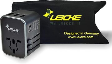 Leicke Reiseadapter internationaler Reisestecker AC Steckdosenadapter 6,5 A Universal-Netzteil (3 USB A Anschlüsse und 2 Typ C für mehr als 224 Länder mit US/EU/UK)