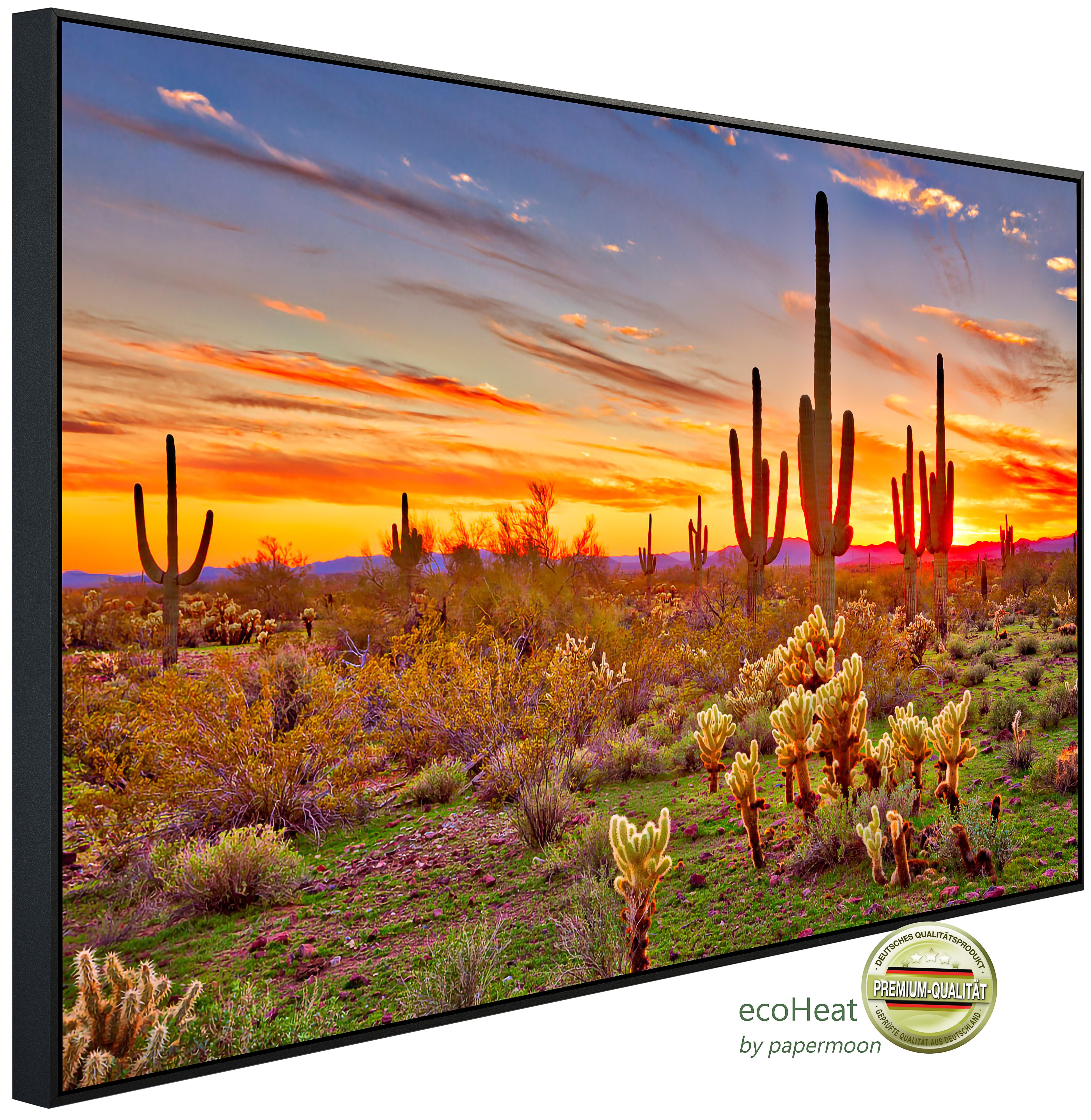 Papermoon Infrarotheizung INFRAROT-BILD-HEIZUNG, Saguaros Sunset Phoenix, TÜV-Rheinland/GS zertifiziert, angenehme Strahlungswärme