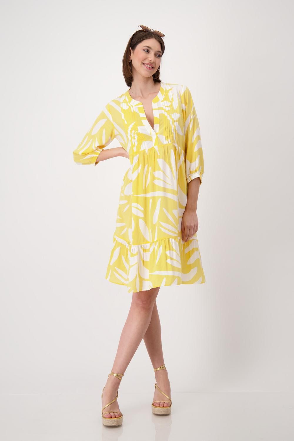 Monari Sommerkleid Kleid, dry lemon gemustert