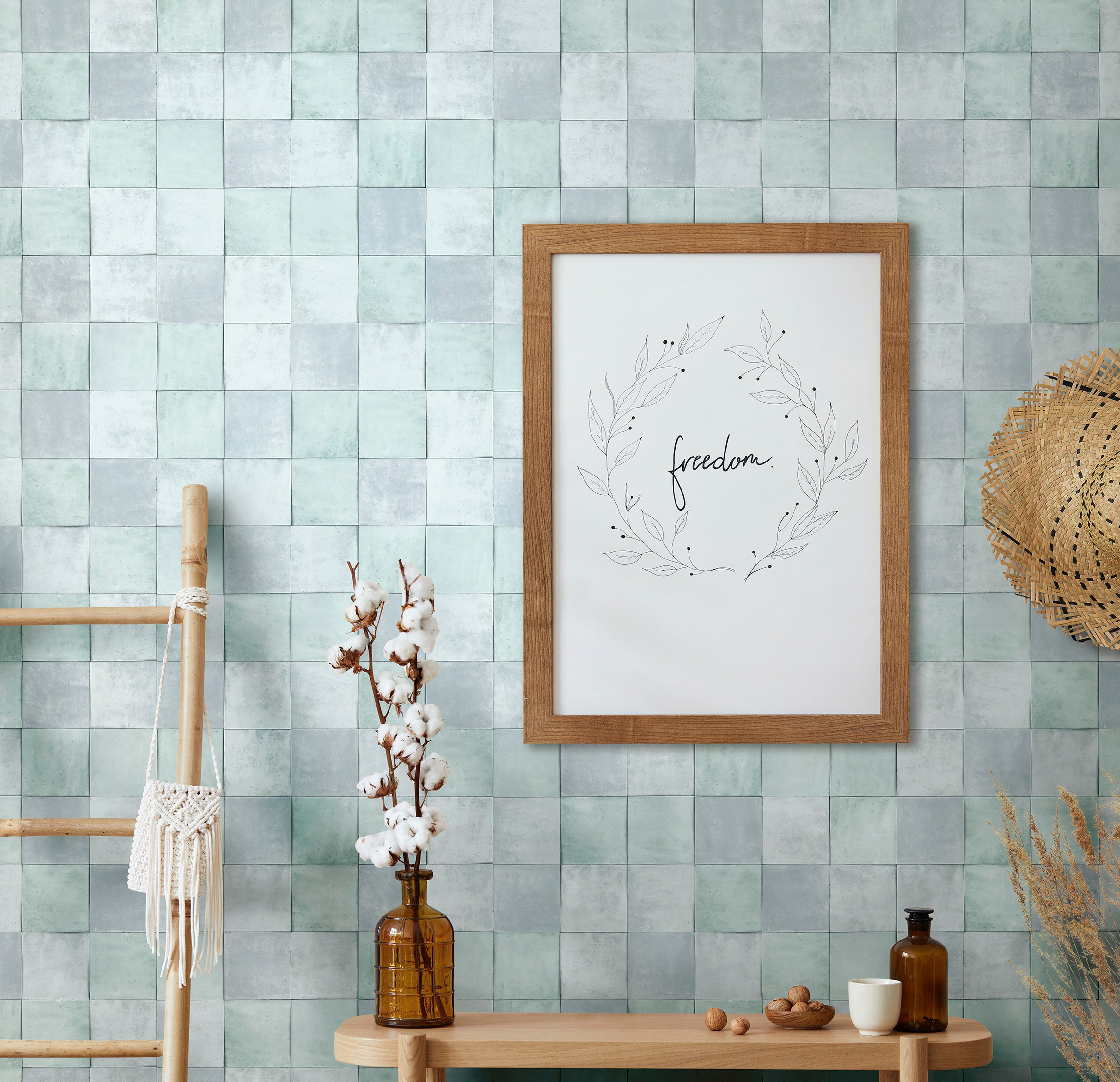 Marburg Fototapete Tile, glatt, matt, moderne Vliestapete für Wohnzimmer Schlafzimmer Küche helles-Schiefergrau