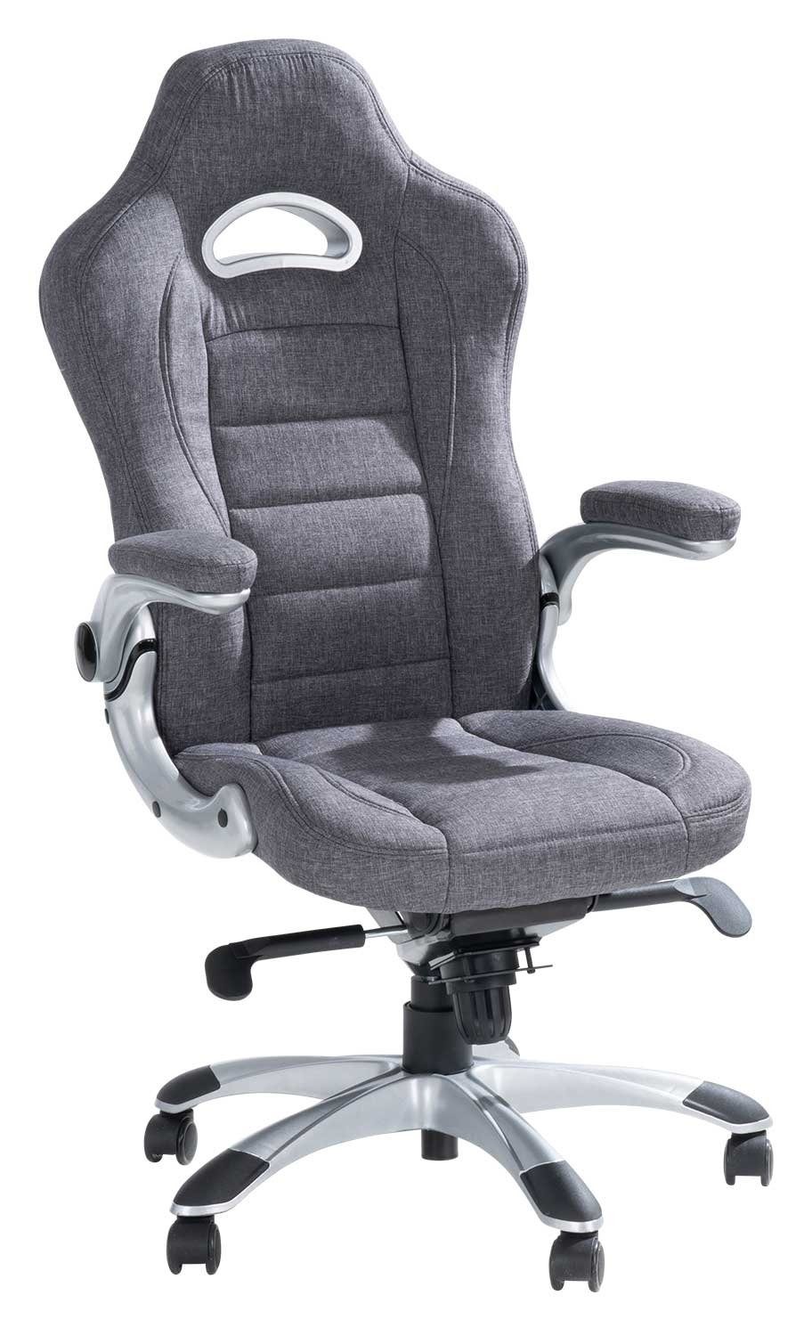 Home4You Chefsessel Grau, Webstoff, verstellbare Armlehnen, justierbare Wippfunktion