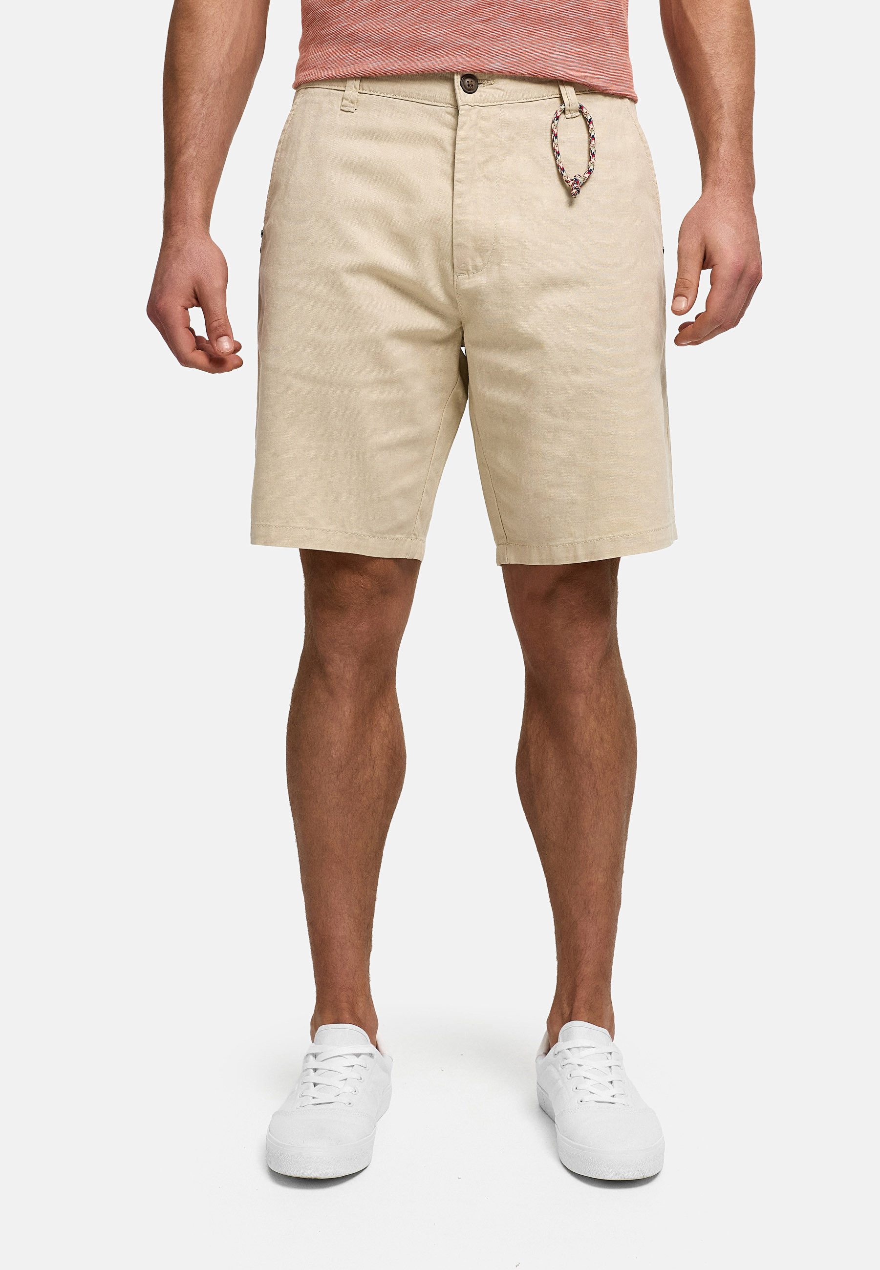 INDICODE Chinoshorts Herren INMelio Chino Shorts Sommerhose aus Baumwoll-Leinen-Mix mit Rope-Detail