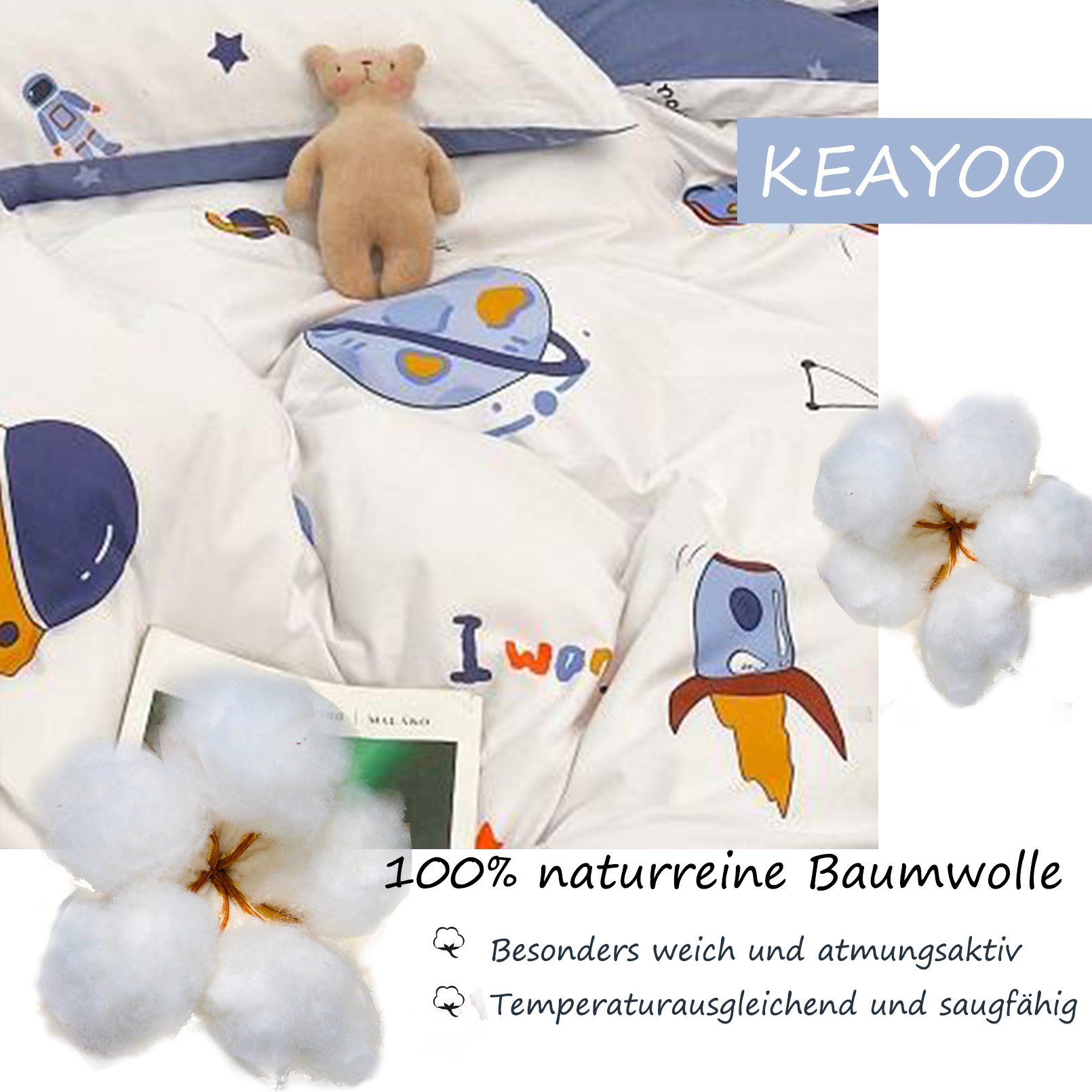 KEAYOO Bettwäsche TKLX, Baumwolle, 2 teilig, 100% Baumwolle Kinderbettwäsch günstig online kaufen