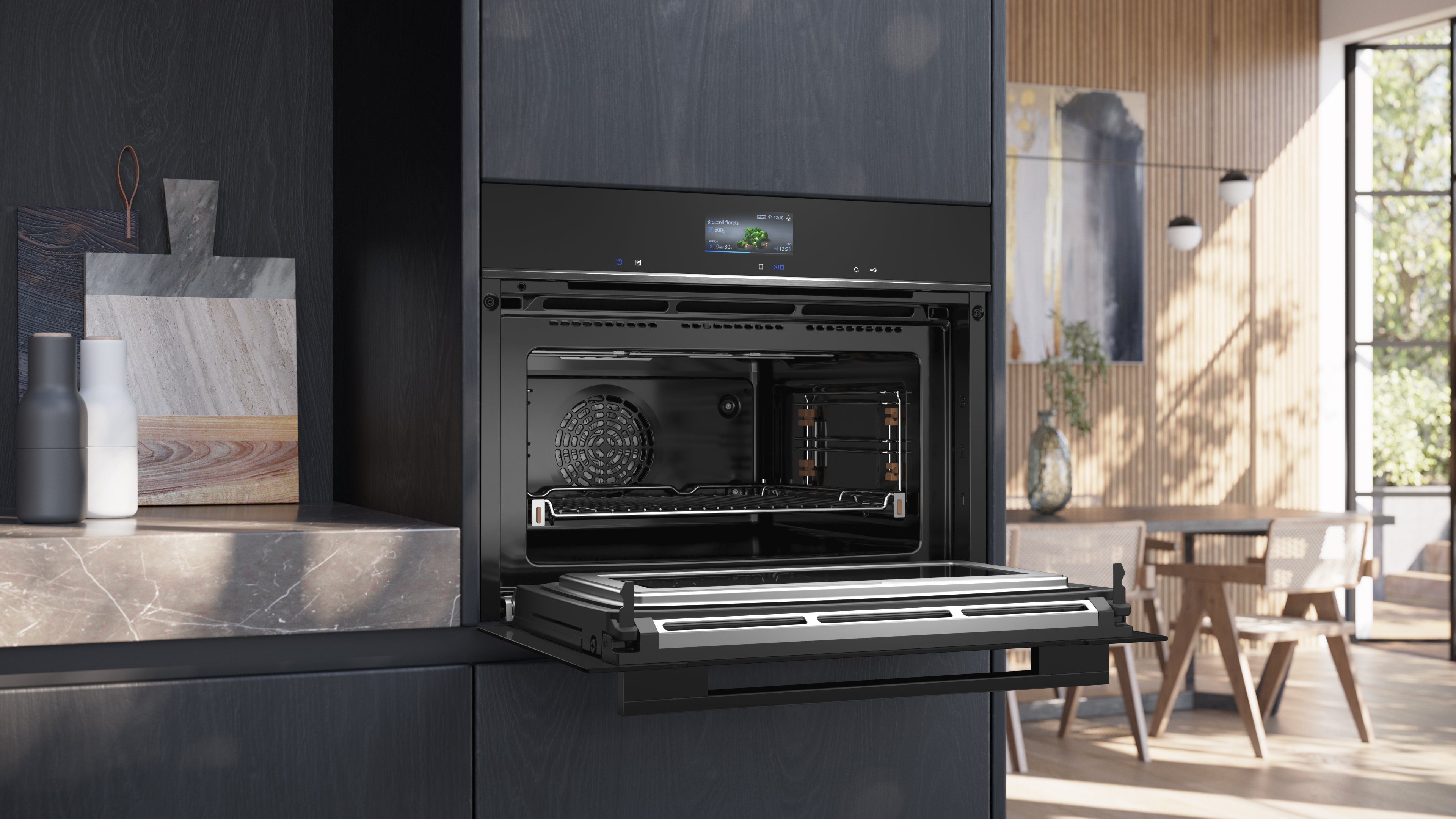 SIEMENS Backofen mit Mikrowelle iQ700 CM776GKB1, mit 1-fach-Teleskopauszug, Perfekte Zubereitung von Gerichten dank cookControl Pro – Bild 5 von 5