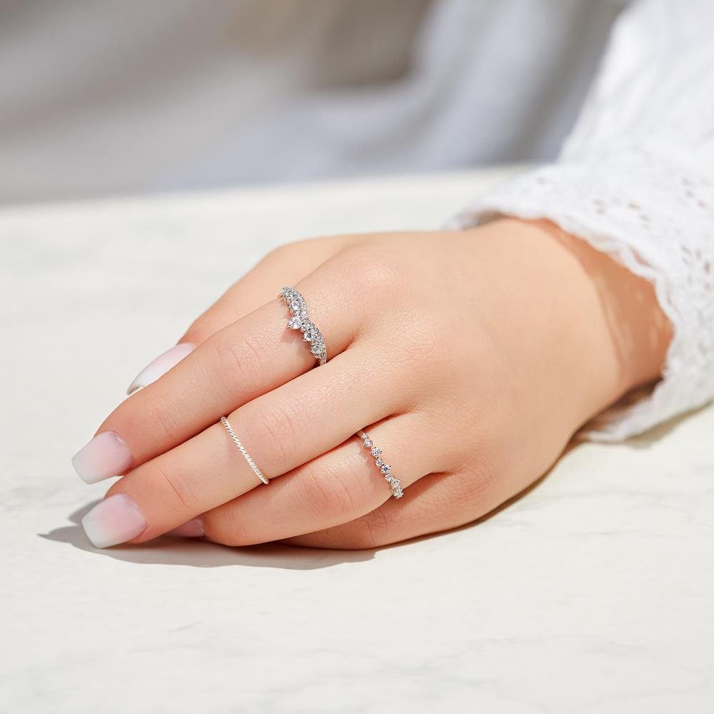 JEWLIX Silberring Damenring im funkelnden Tiara?Design mit Zirkonia SR0499 – Bild 5 von 5
