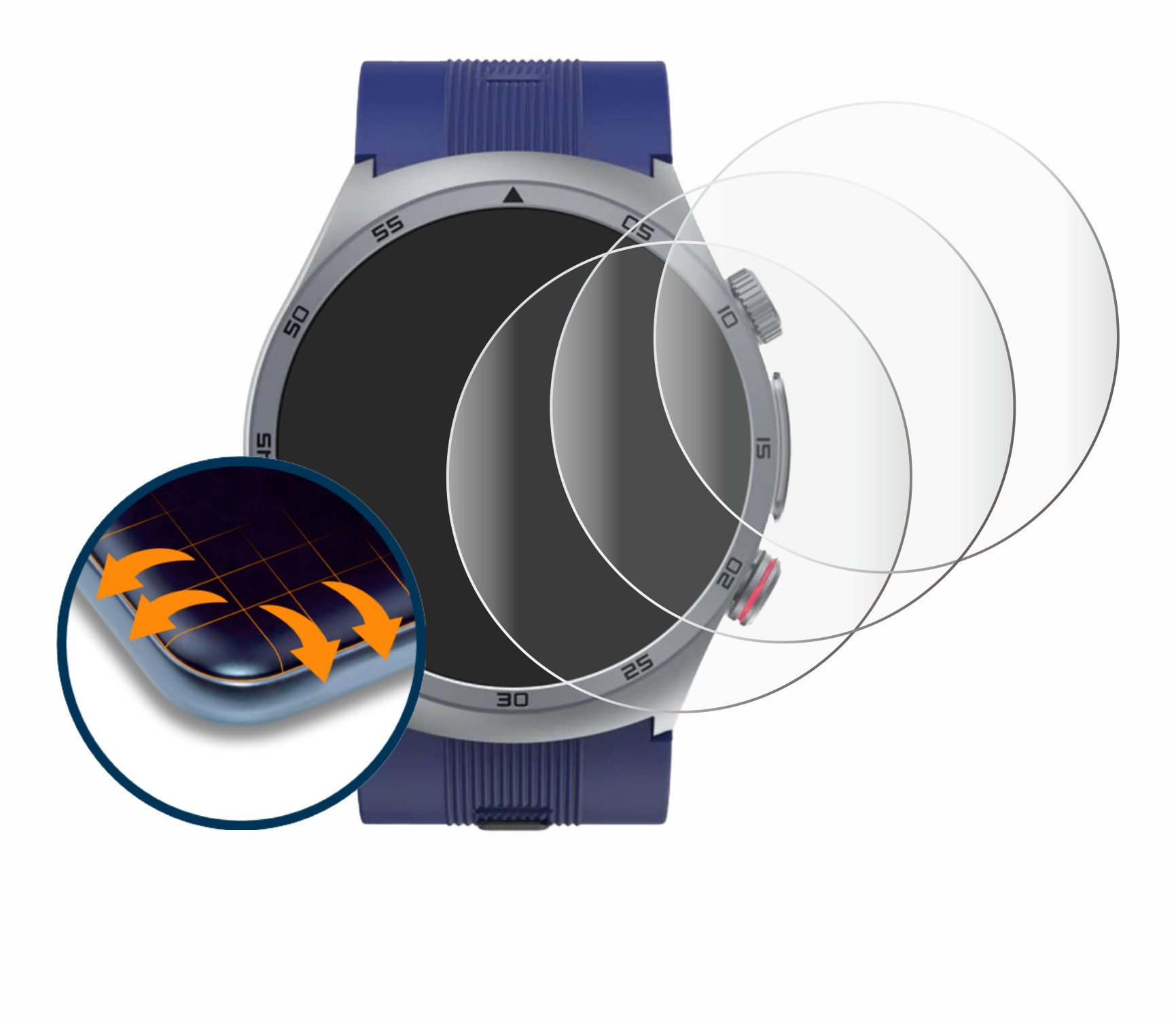 Savvies Displayschutzfolie Fullscreen Schutzfolie für Kardena Care Air 3 (rund), 4 Stück, Displayschutz Folie Fullcover Klar Transparent