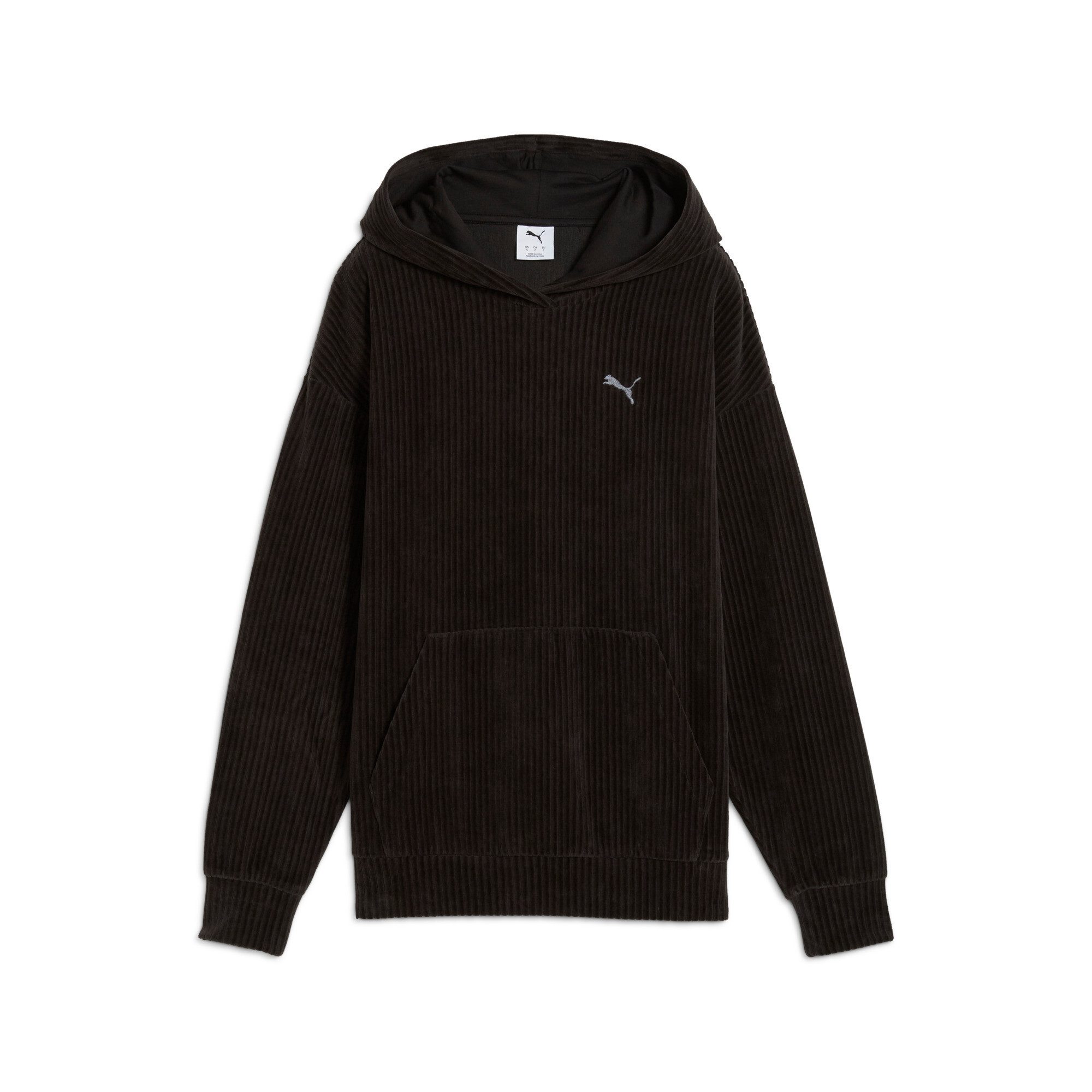 PUMA Kapuzensweatshirt ESS ELEVATED COMFORT VELOUR RIB HOODIE mit Kängurutasche, sportlicher Stil – Bild 4 von 5
