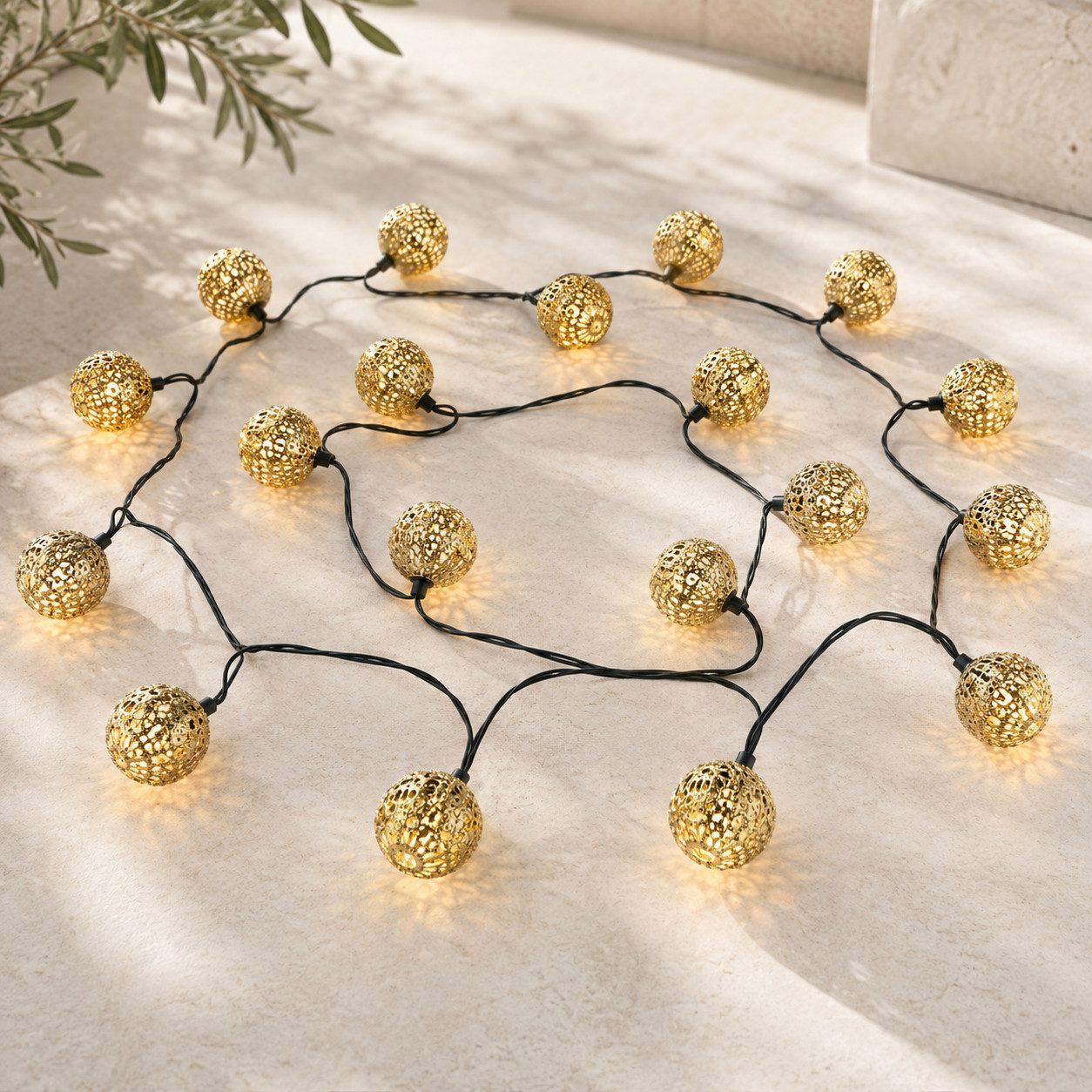 ibettertec LED Solarleuchte Outdoor Lichterkette LED Kugel-Lichterkette für Garten 5 M 20 Lampen, gartendek, solar lichterkette für außen, Warmweiß, Garten Led  – Bild 5 von 5