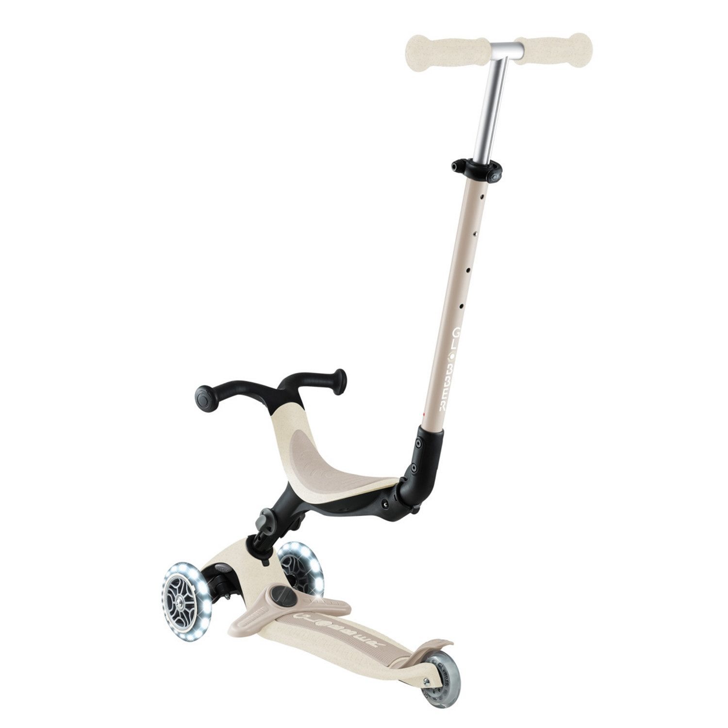 Globber Dreiradscooter 745-566 GLOBBER GO-UP ACTIVE LIGHTS ECO Kokosweiß, mit Le – Bild 2 von 5