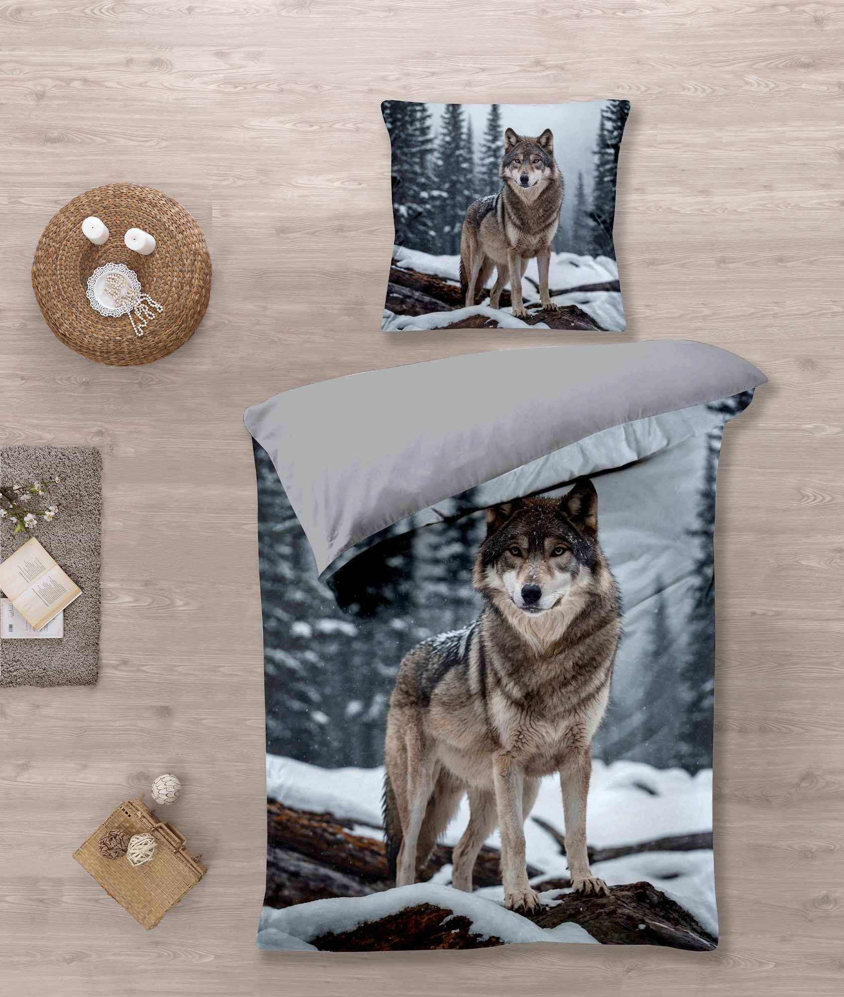 KK Kinderbettwäsche Bettwäsche Set mit Wolf günstig online kaufen