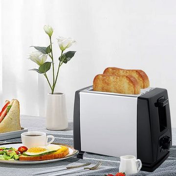 Kpaloft Toaster 2 kurze Schlitze, für 2 Scheiben, 700W, Edelstahl, in Silber-Optik, 2 kurze Schlitze, für 2 Scheiben, für verschieden große Brotscheiben, High Lift, Sockel geöffnet werden