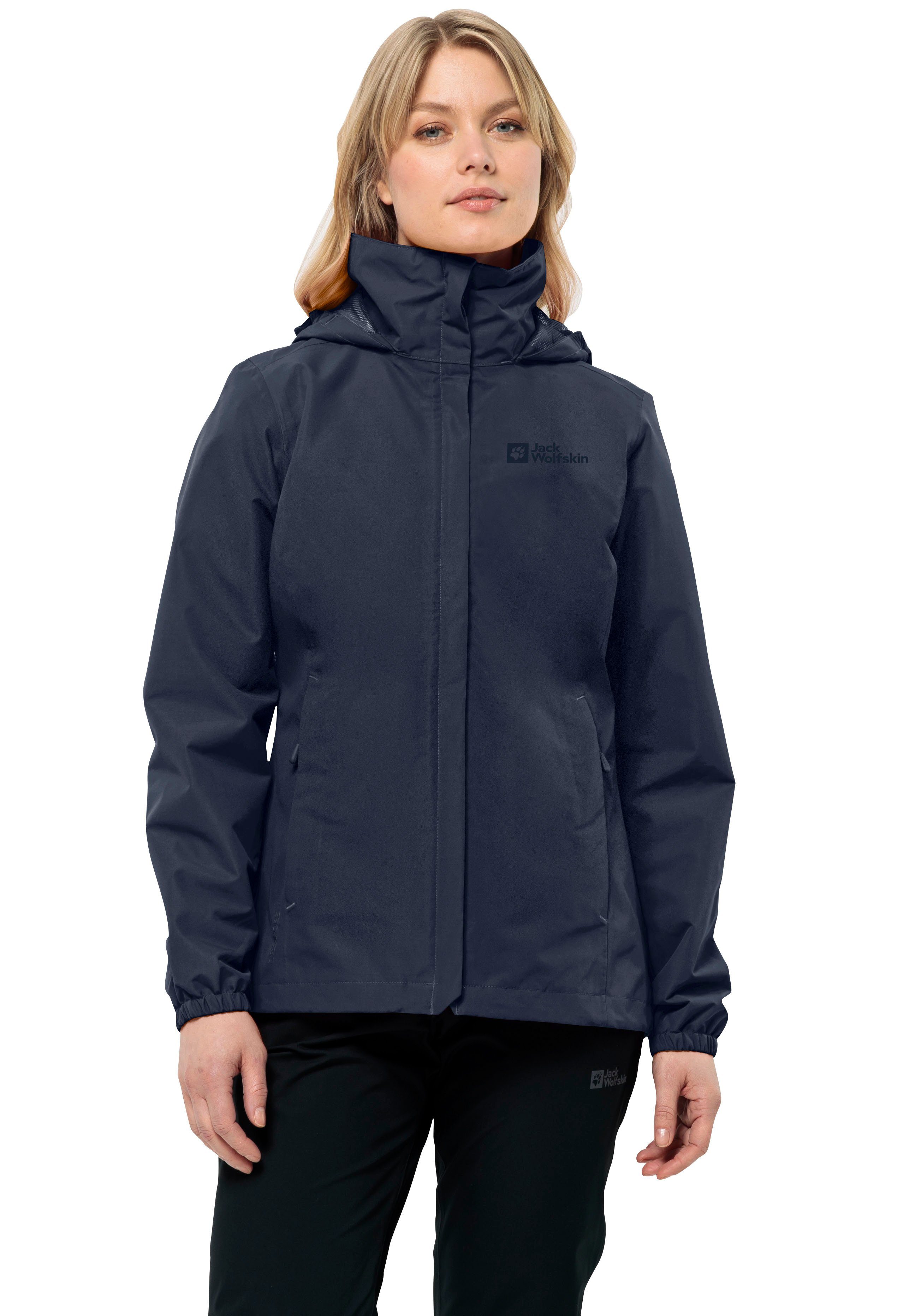 Kapuze POINT W JKT mit Wolfskin 2L STORMY verstaubarer night blue Jack Funktionsjacke