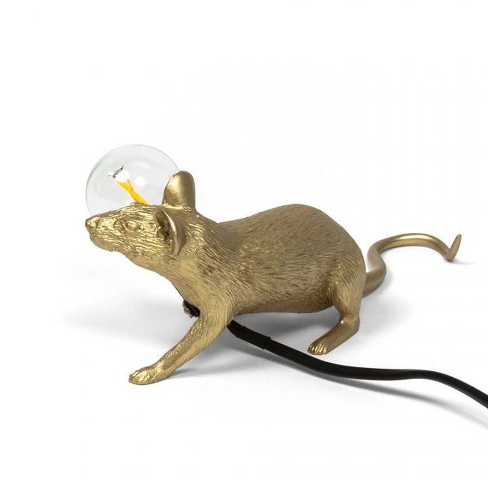 Seletti Tischleuchte Mouse Lop liegend Gold