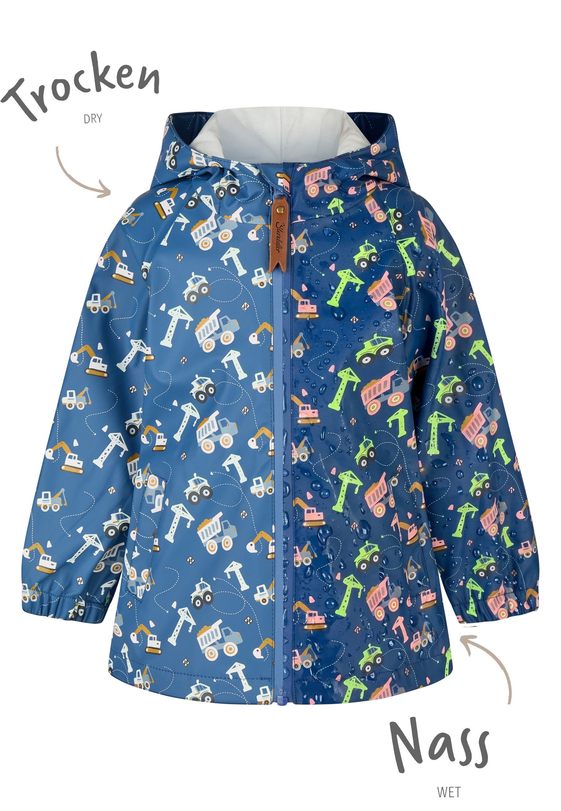 Sterntaler® Regenjacke Farbwechsel Regenjacke Baustelle (1-St) Wasserdichte Regenjacke mit Farbwechsel und Reflexdetails