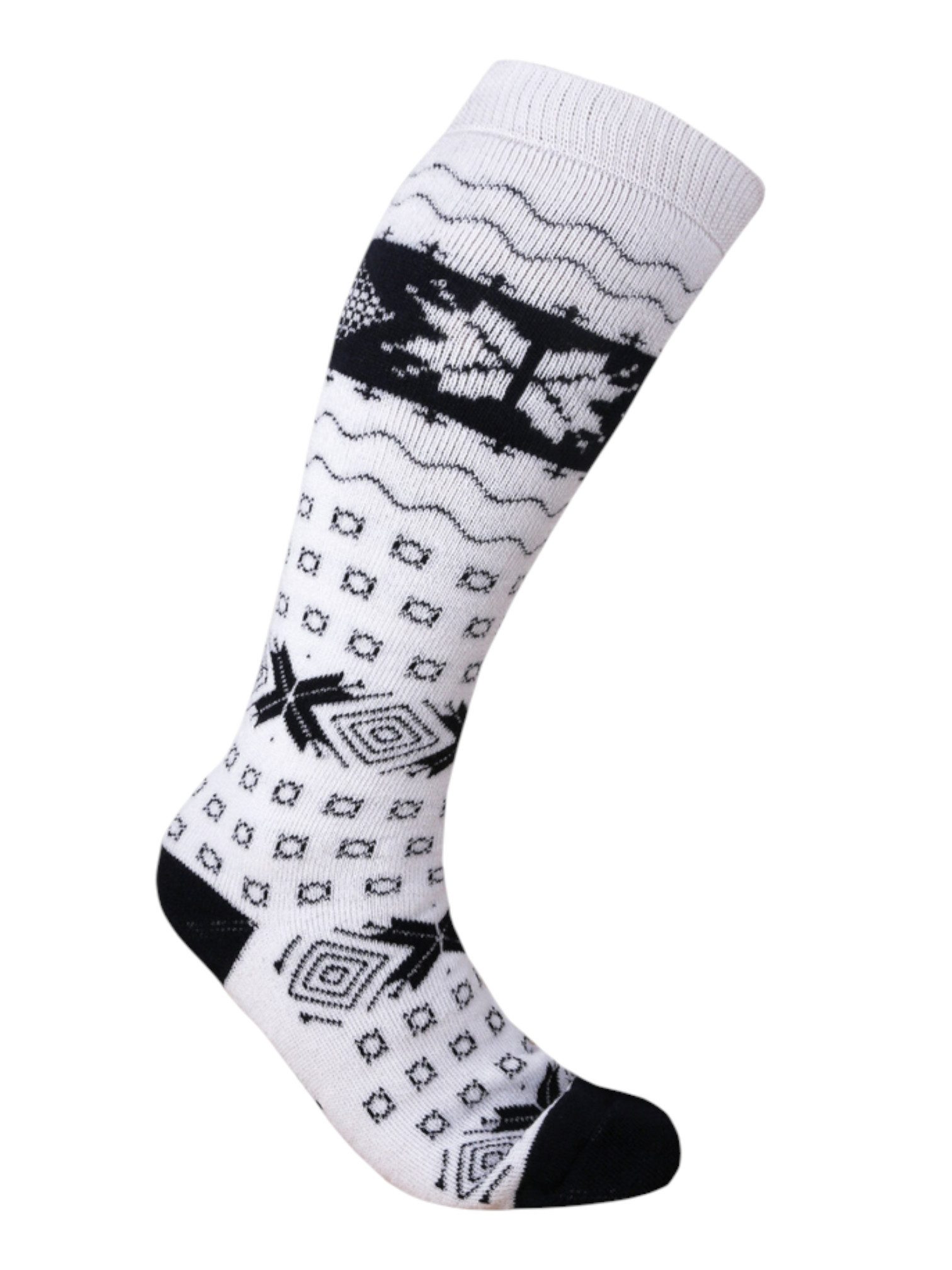 kama Kniestrümpfe Gestrickte Merino F08 (Merinowolle-Mischung) weiss/schwarz - 1 Paar