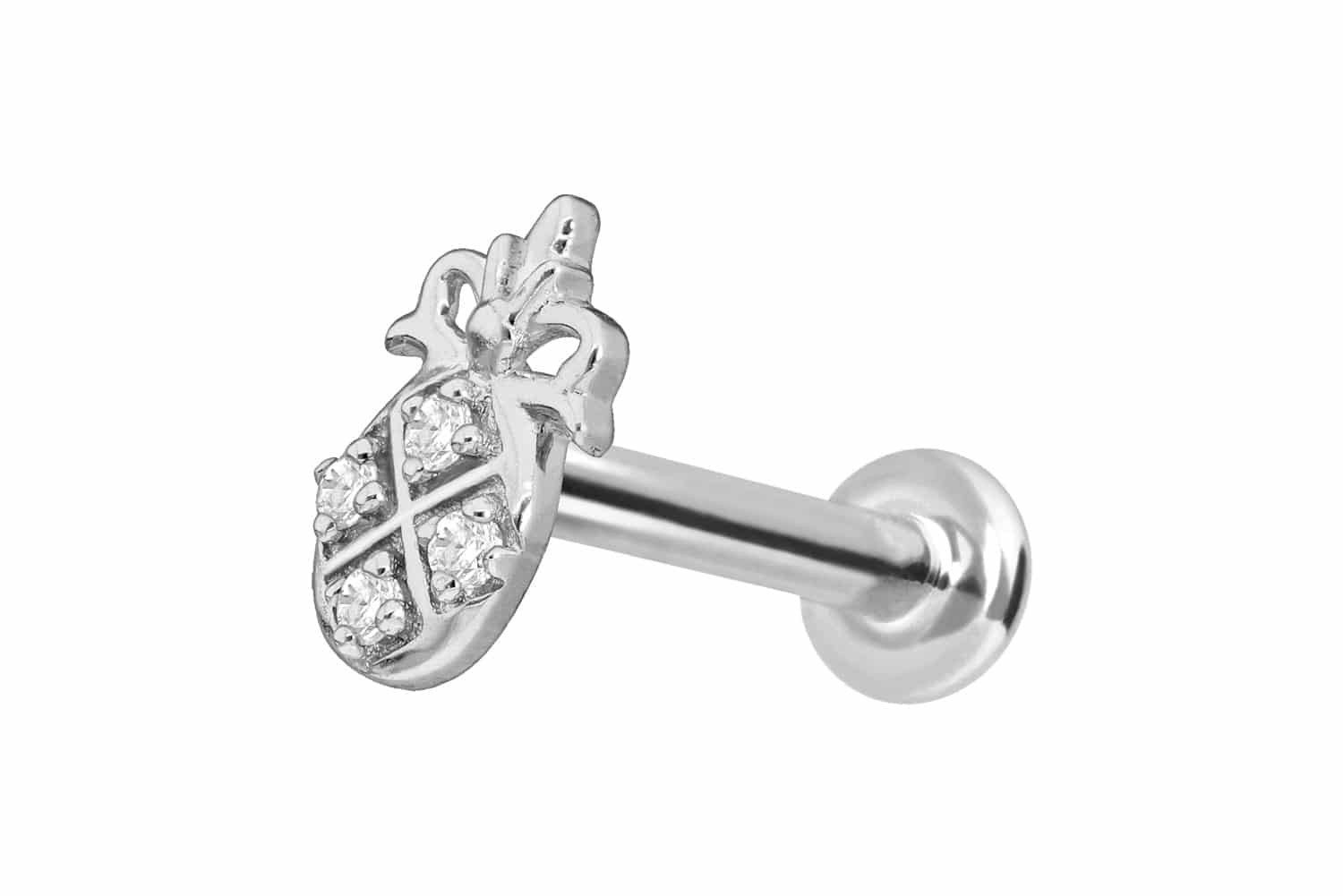 Piercing-Set 14 Karat Gold Labret mit Push Fit MOISSANIT-ANANAS