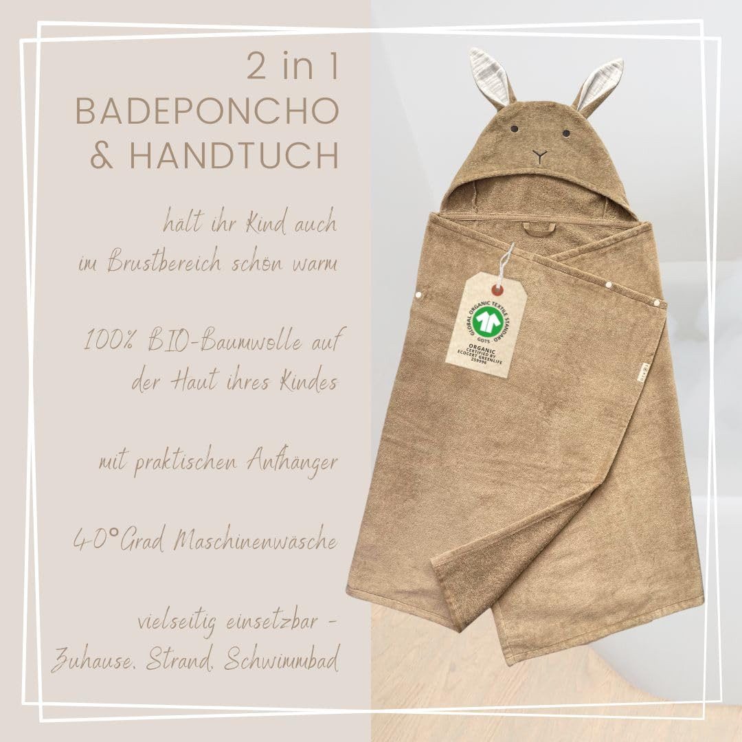 DIKOS Kapuzenhandtuch Badeponcho Baby Kinder Taupe/Altrosa, 70x140cm, 100% günstig online kaufen