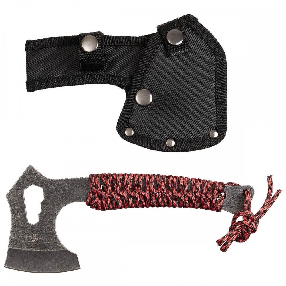 FoxOutdoor Beil MFH Tomahawk, Redrope, stonewashed, Griff umwickelt, 260 g, (Packung), integrierte Schraubenschlüssel in 3 Größen