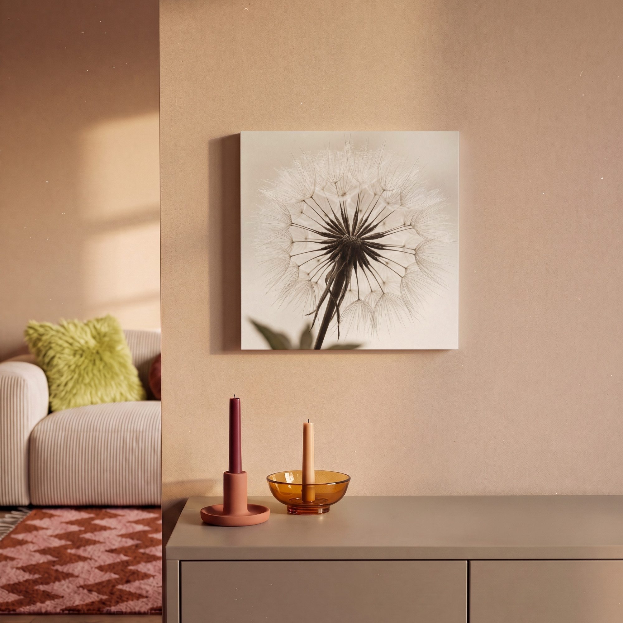 OneMillionCanvasses® Leinwandbild Pusteblume - Minimalistisch - Weiß, Fotodruck (1 St), Leinwand Canvas Wandbild, Wanddekoration 20x30 cm – Bild 2 von 5