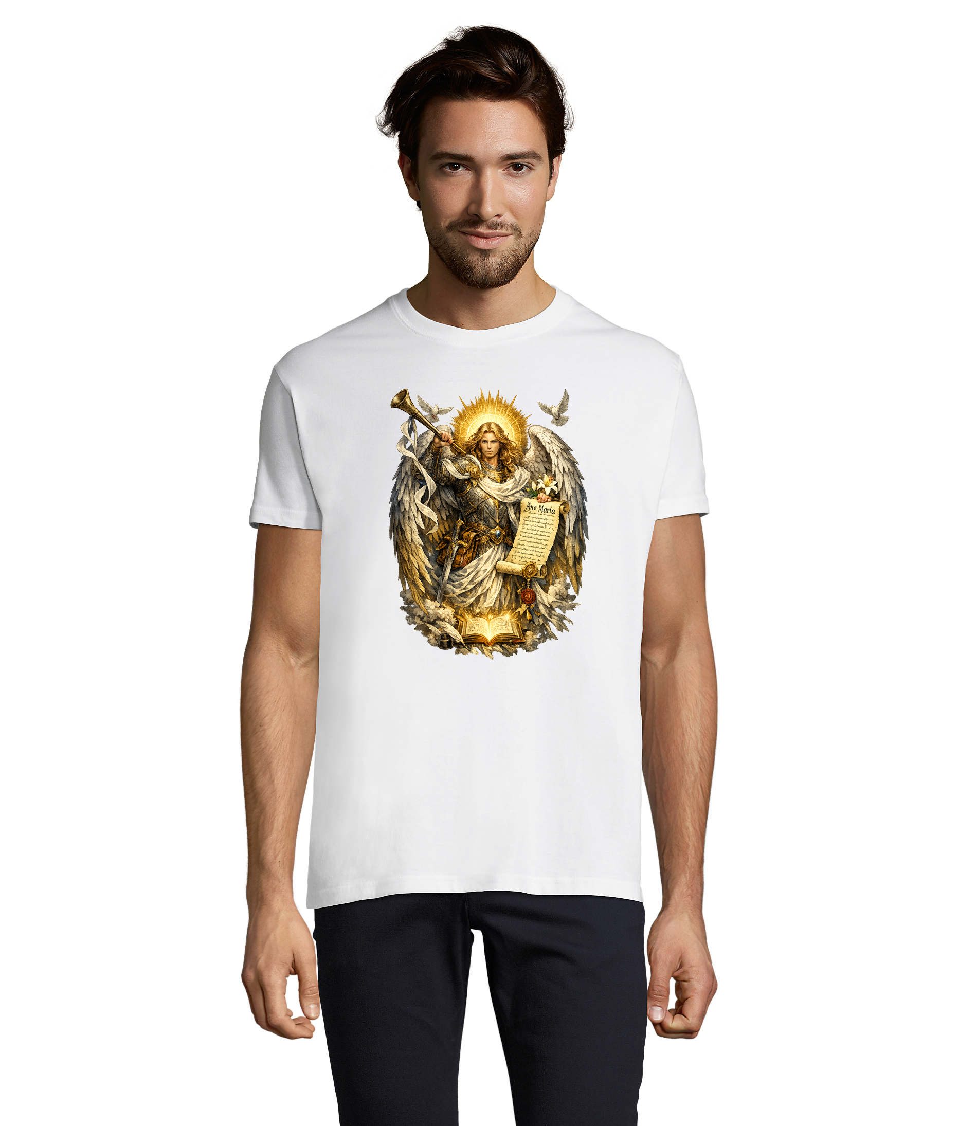 T-Shirt ErzengelGabriel Herren T Shirt Print Engel Posaune Motiv