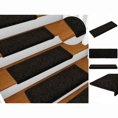 Teppich Teppich-Treppenstufen 15 Stk 65 x 25 cm Schwarz Stufenteppich, vidaXL, Höhe: 25 mm