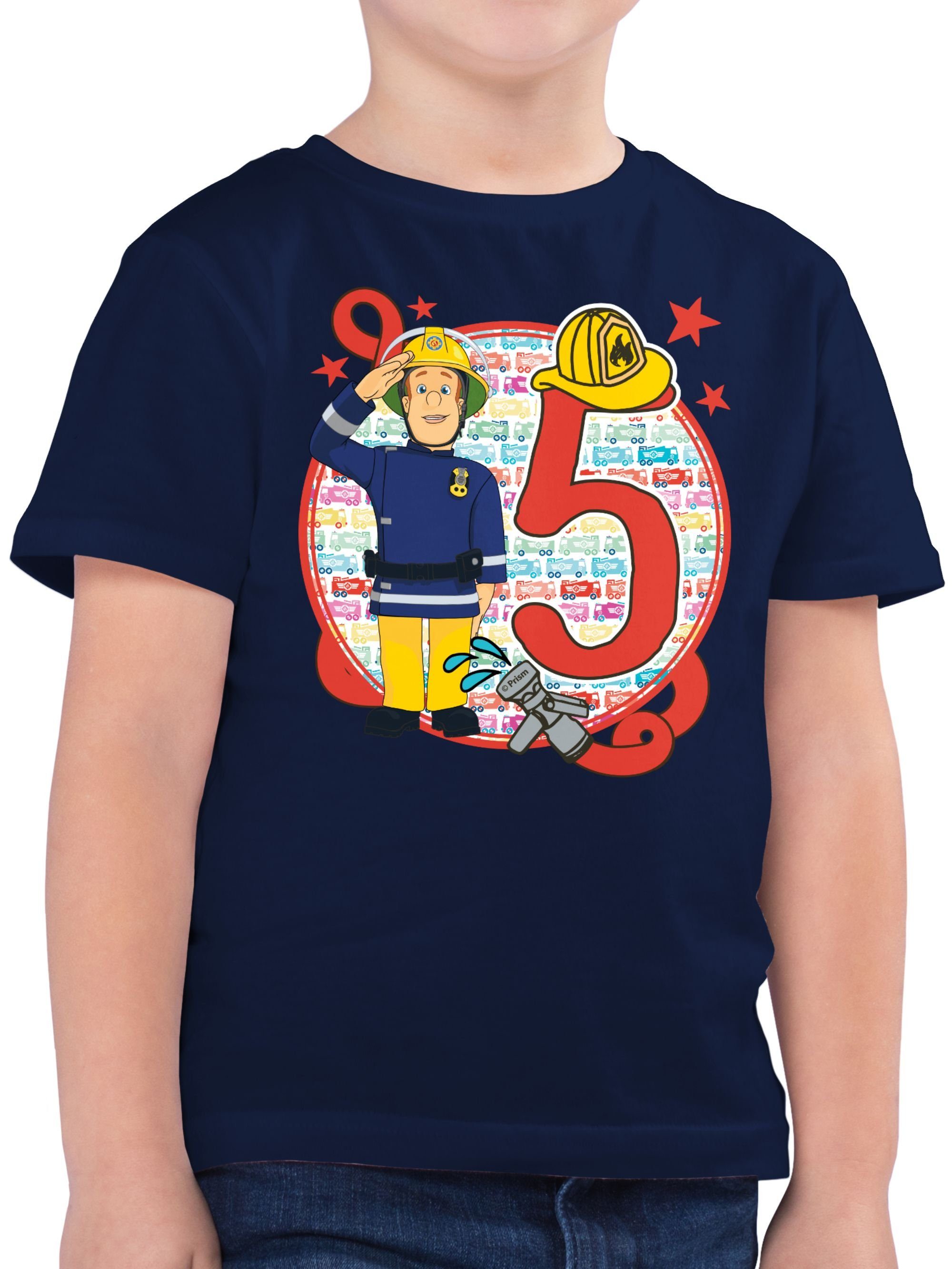 Shirtracer T-Shirt 5. Geburtstag Feuerwehrmann Sam Jungen 02 Dunkelblau