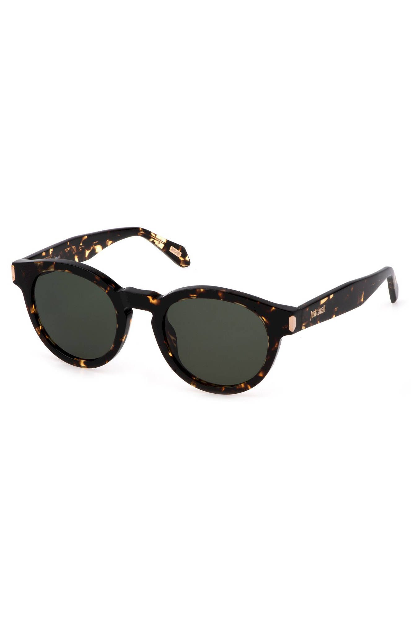 Just Cavalli Sonnenbrille Stylische Damen-Sonnenbrille: Rund, Schwarz & Grün, Kontrast-Design