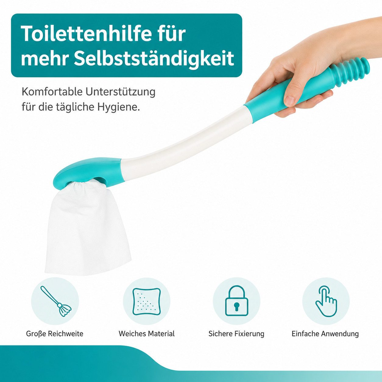 VEKROBOT Haltegriff Selbstreinigende Toilettenhilfe, hygienisch, komfortabel & diskret, Einfache Hilfsmittel zur Analhygiene – Bild 3 von 5