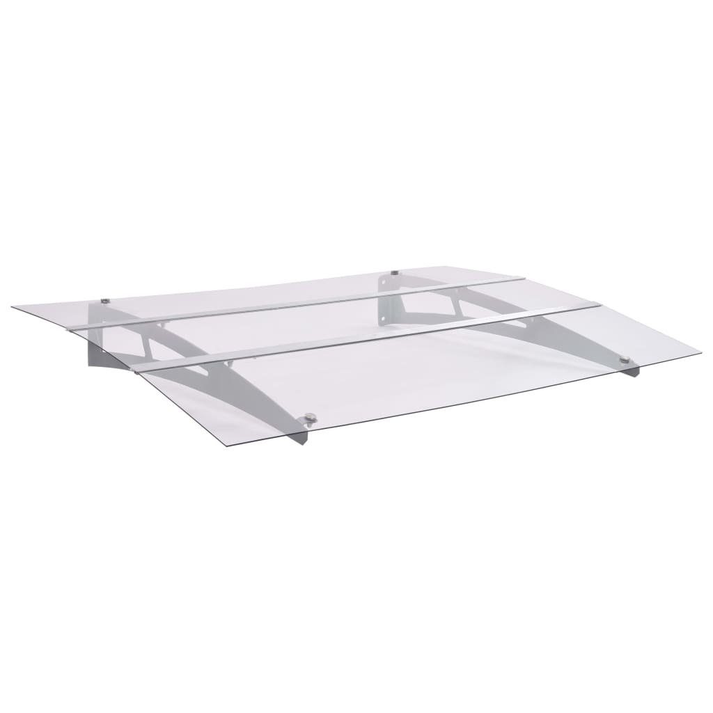 furnicato Markise Türvordach Silbern und Transparent 120x90 cm Polycarbonat (1-St)