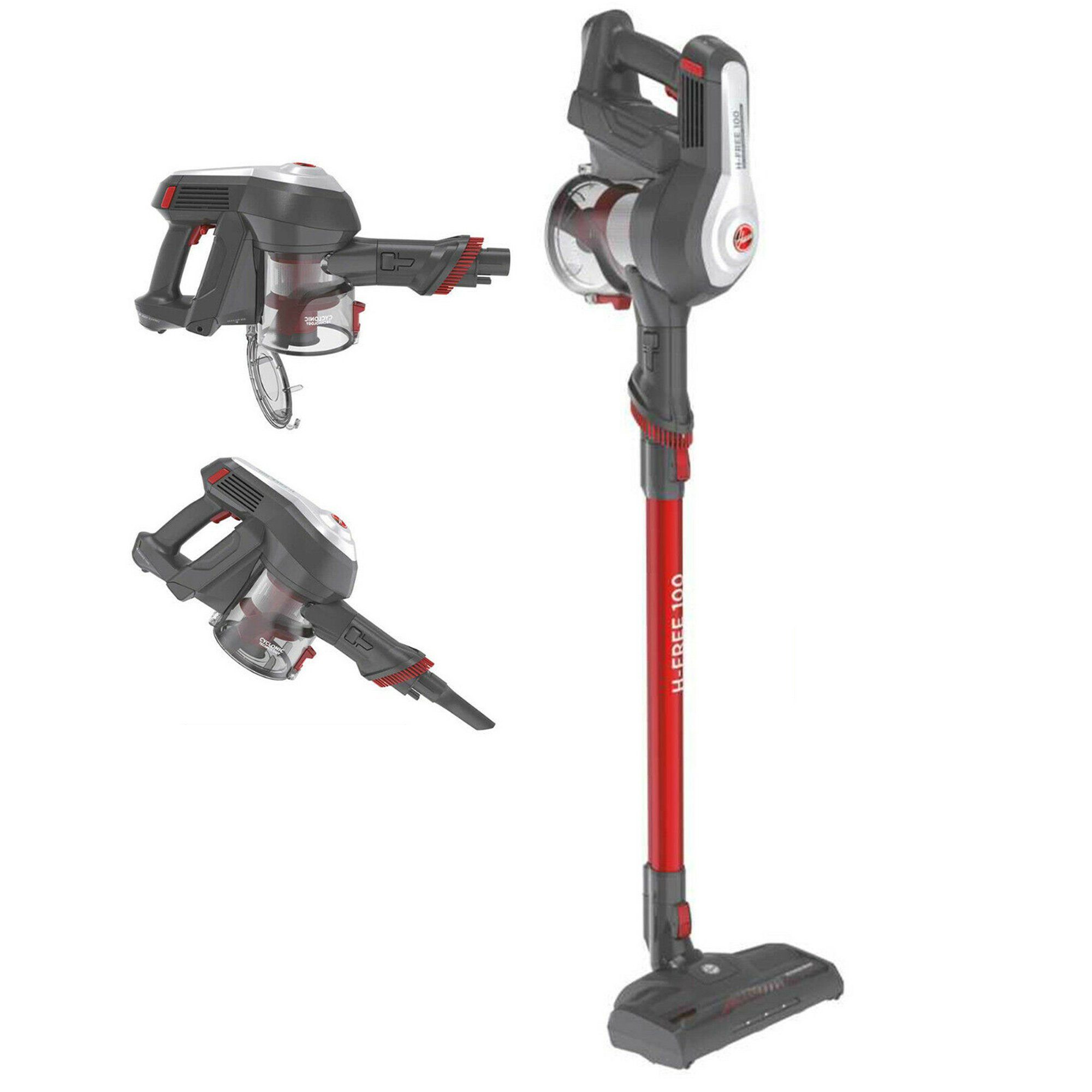 Hoover Akku-Hand-und Stielstaubsauger HF122GPT, Beutellos, Motorisierte Düse mit LED Leuchten und Freistehend