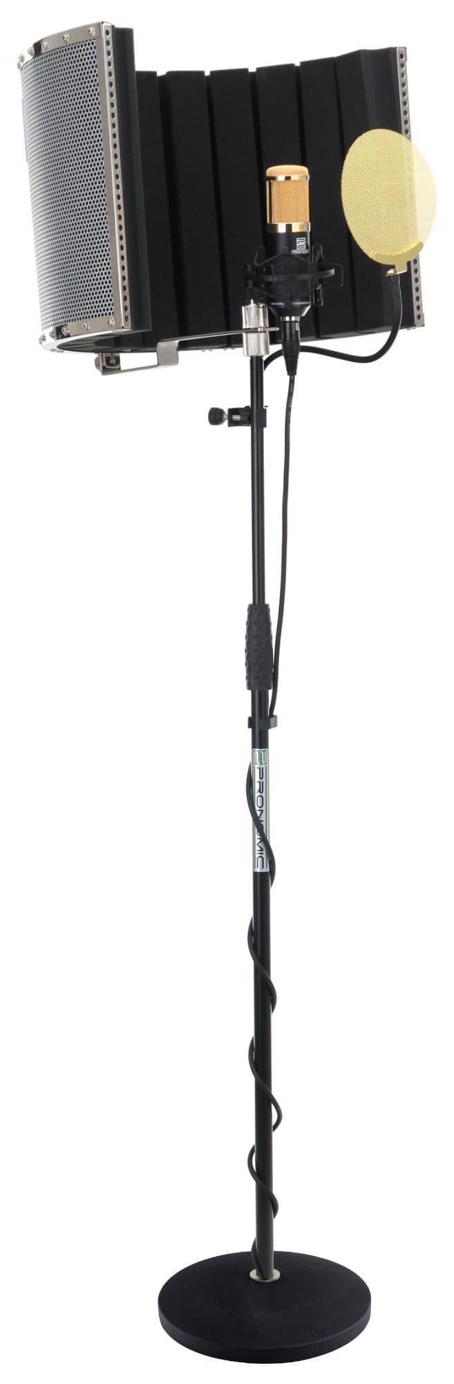 Pronomic Standmikrofon CM-100 Studio Großmembran- Kondensatormikrofon (Komplettset Popschutz gold, 10-tlg), inkl. Mikrofonständer, Micscreen, 5m XLR-Kabel