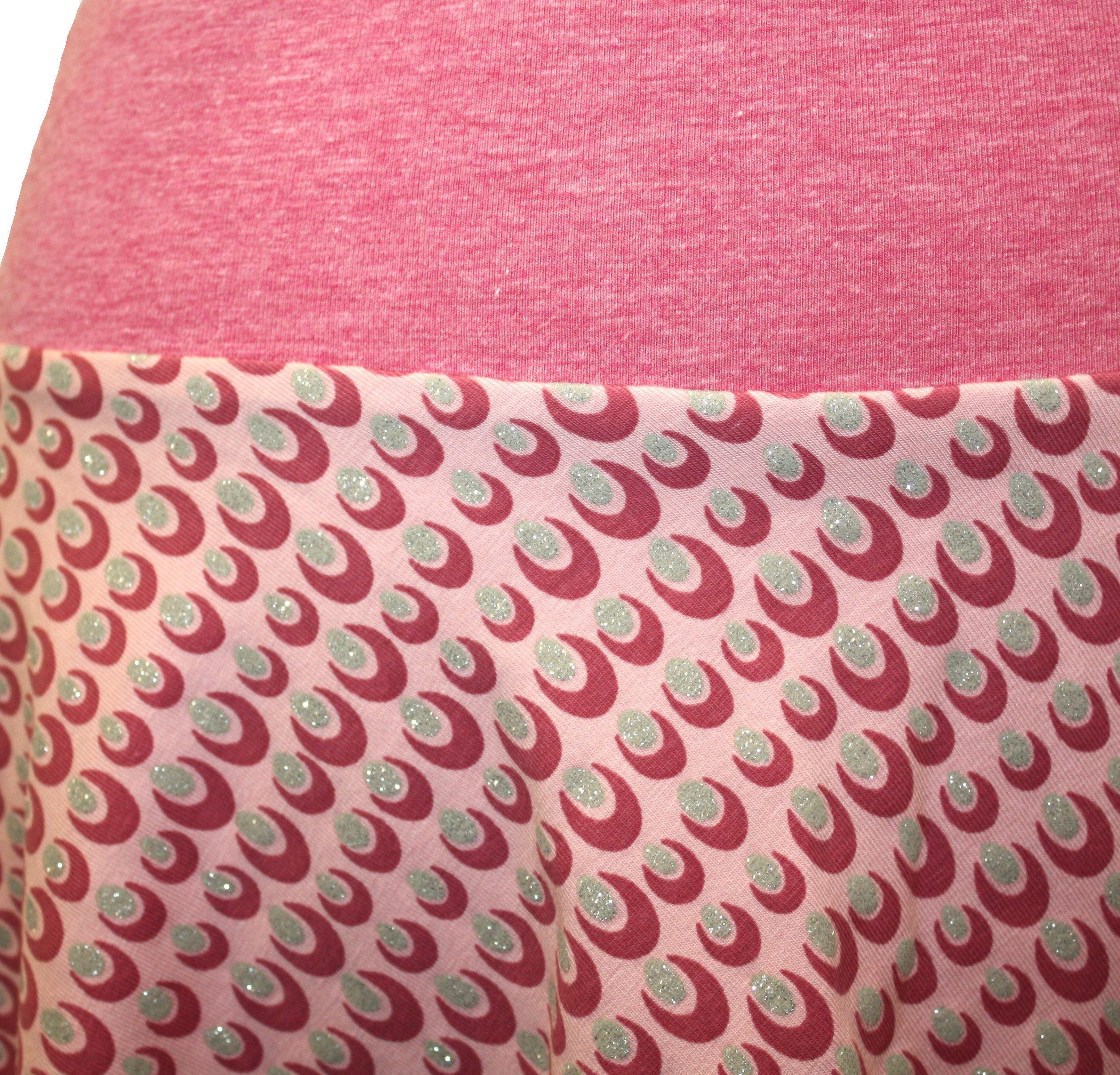 dunkle design Jerseyrock A-Linie 52cm Glitzer Rosa Grün elastischer Bund – Bild 2 von 3