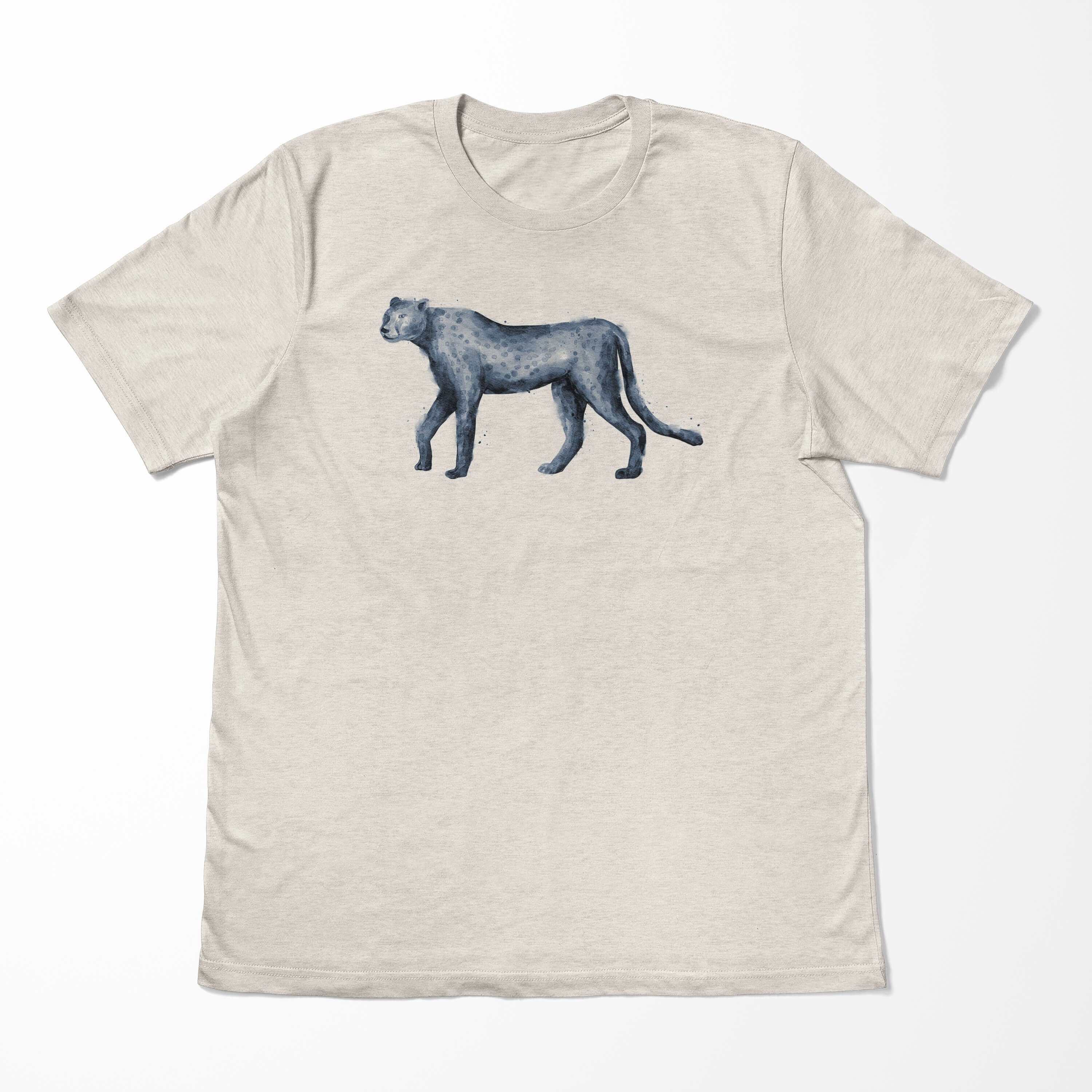Herren Bio-Baumwolle Sinus Shirt T-Shirt Raubkatze T-Shirt Motiv (1-tlg) Nachhaltig er Art aus gekämmte 100% Ökomode Aquarell