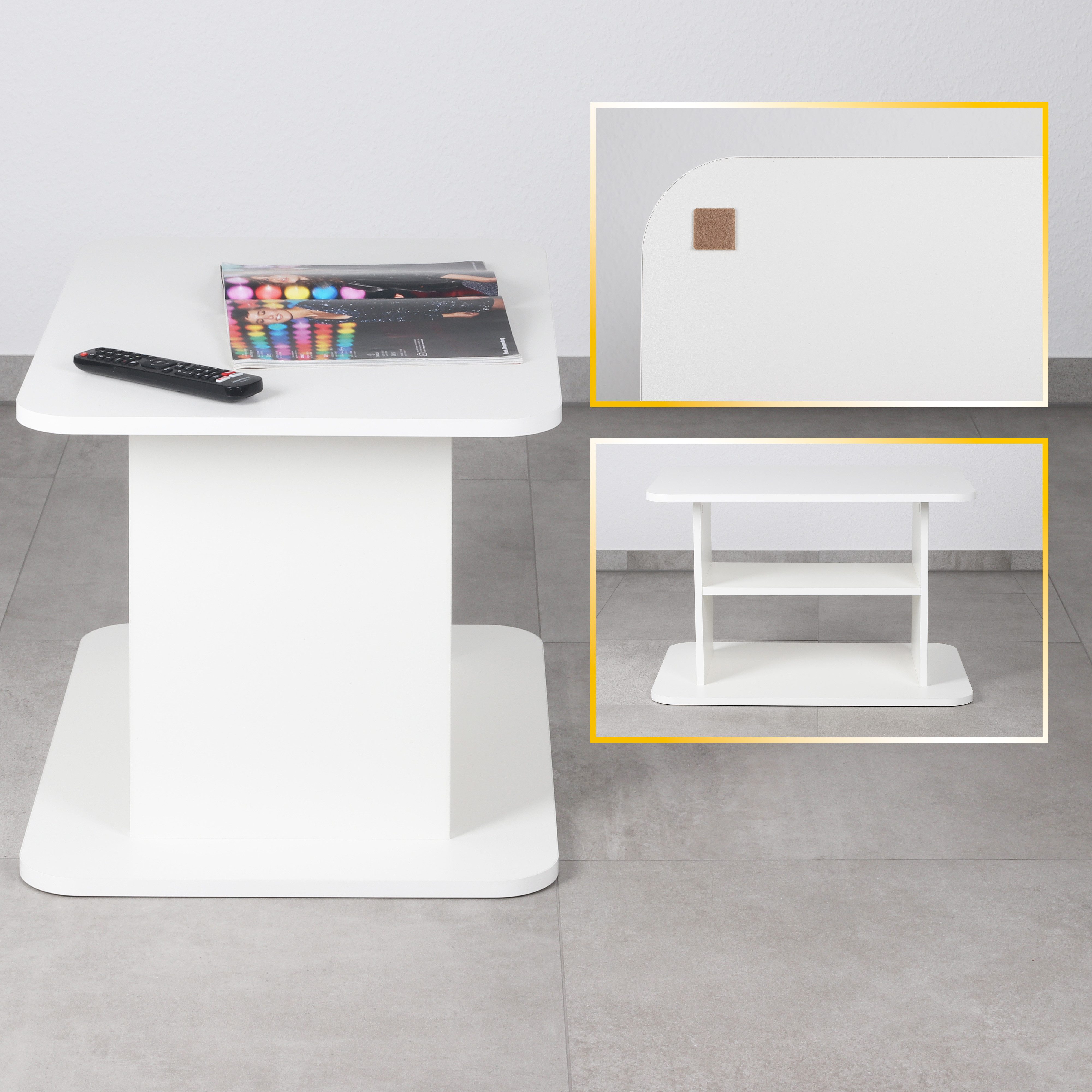 RICOO Couchtisch WM094-WM (1-St), Sofatisch mit Stauraum Wohnzimmer Tisch Beistelltisch Kaffeetisch