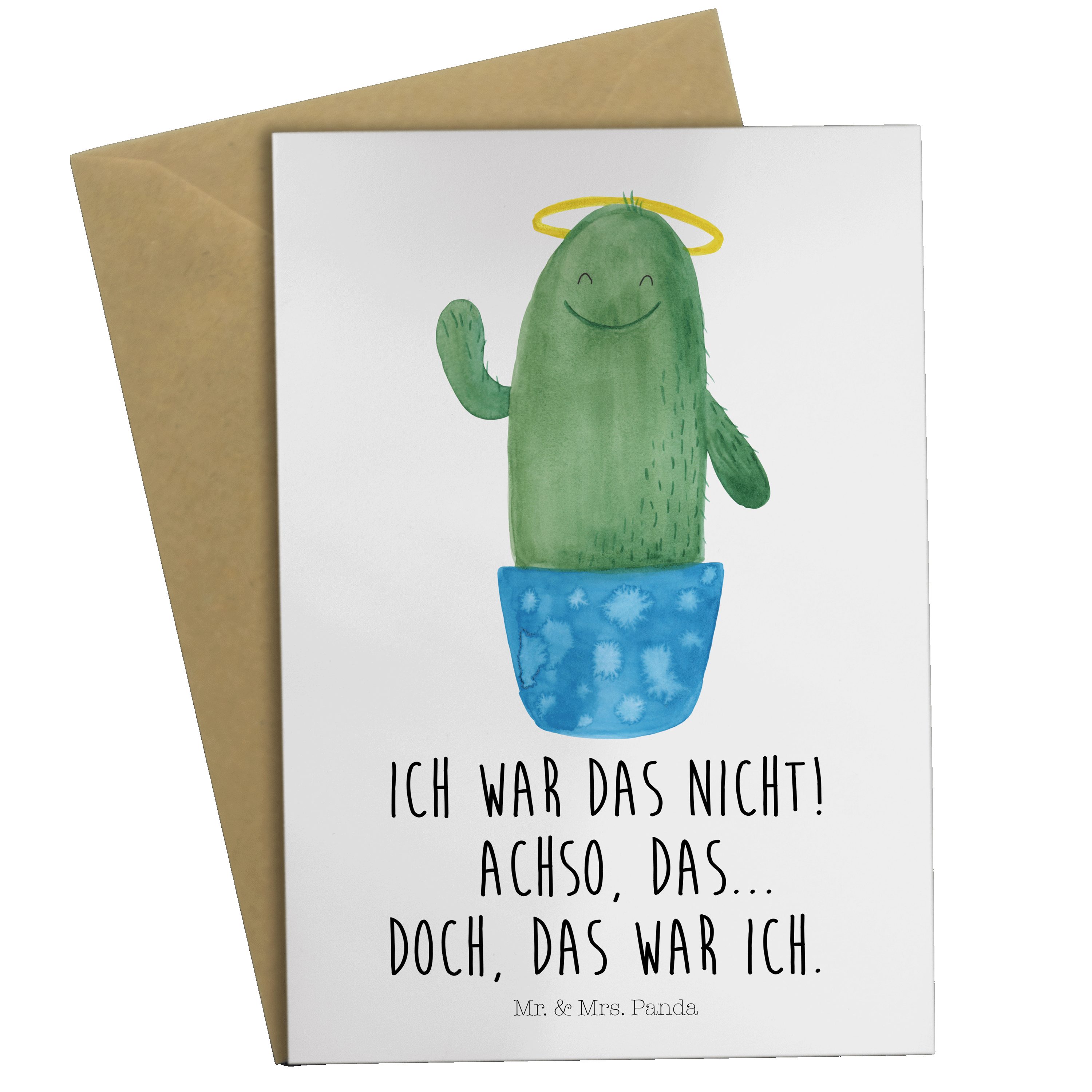 Mr. & Mrs. Panda Grußkarte Kaktus Heilig - Weiß - Geschenk, Einladungskarte, Kakteen, Familie, H