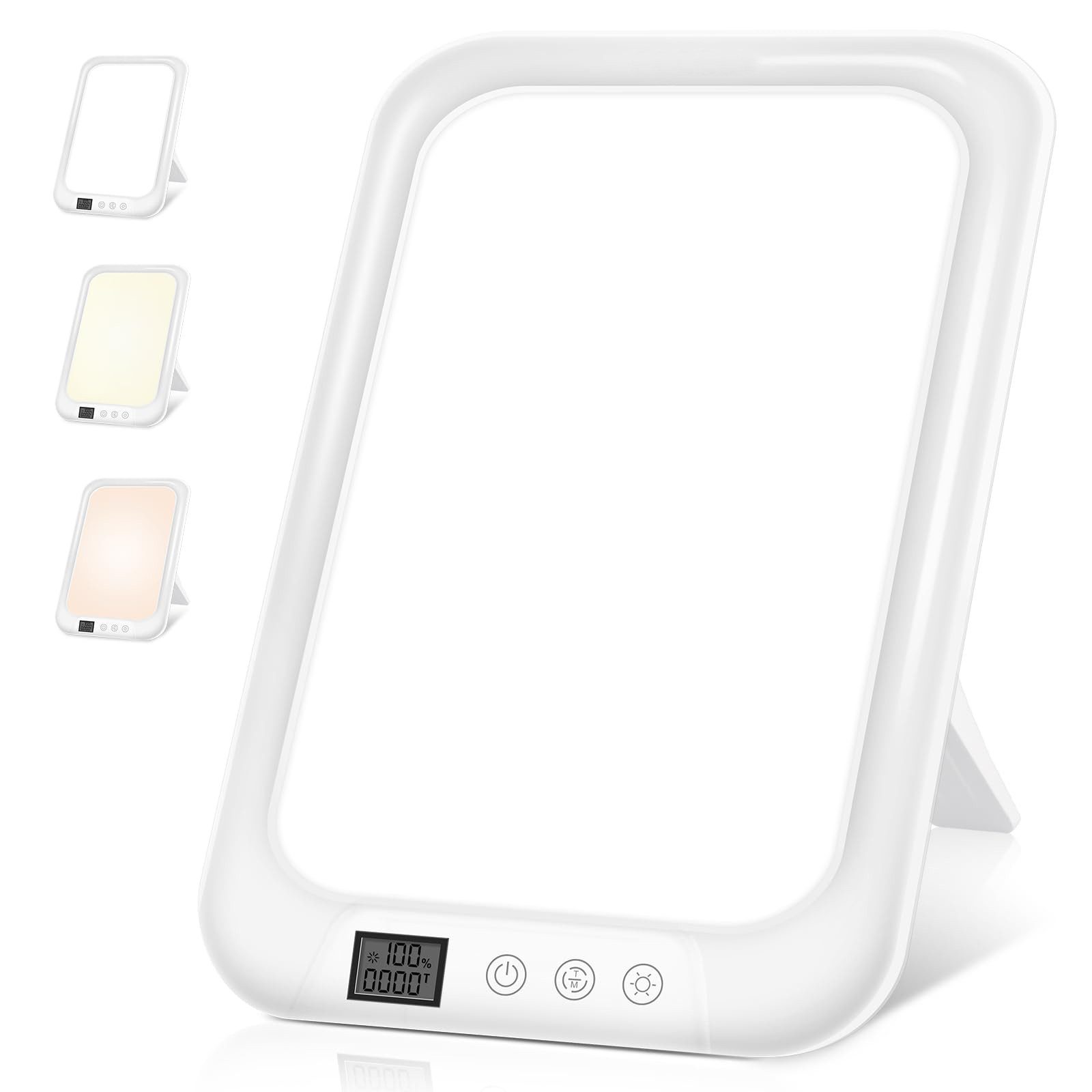 Lisabonde Lichttherapiegerät Tageslichtlampe 10000 Lux, LED Lichtdusche Dimmbar, Timer & 3 Farben, Memory-Funktion, 3 Lichtfarben, UV-frei, Stufenlos dimmbar