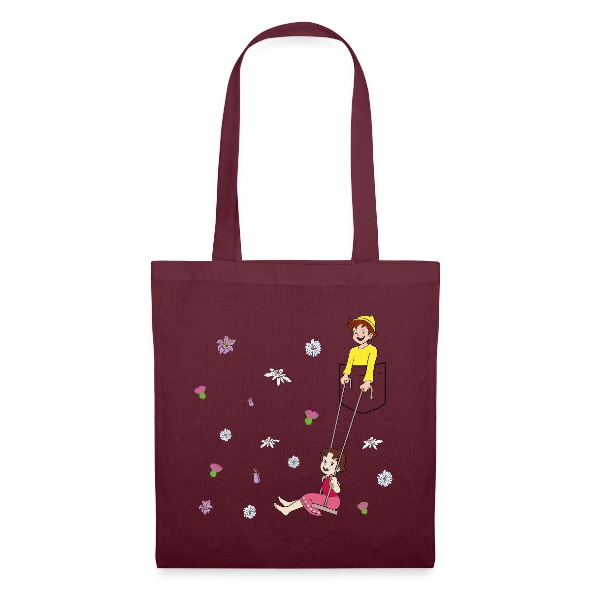 Spreadshirt Henkeltasche Heidi Schaukelt Mit Peter Brusttasche Stoffbeutel (1-tlg)