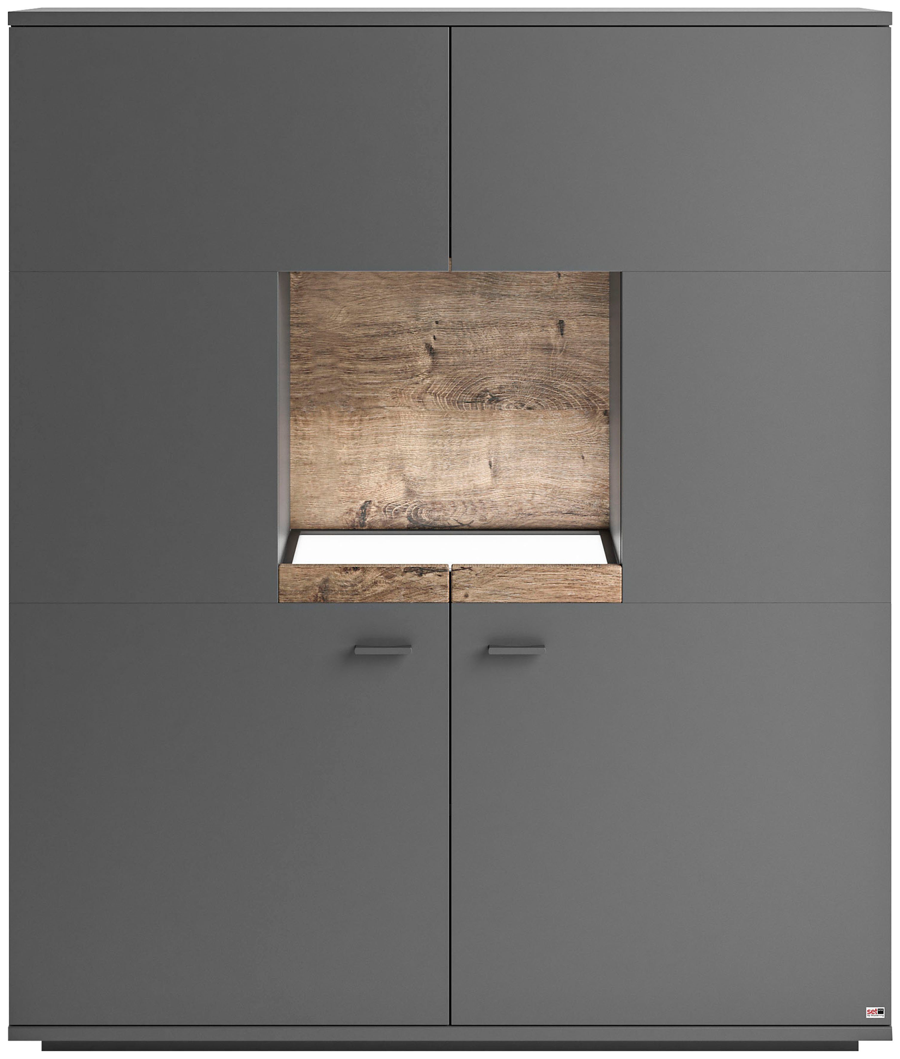 set one by Musterring Highboard Lancaster, In 2 Farben erhältlich, Bügelgriff in grau, Breite 120cm