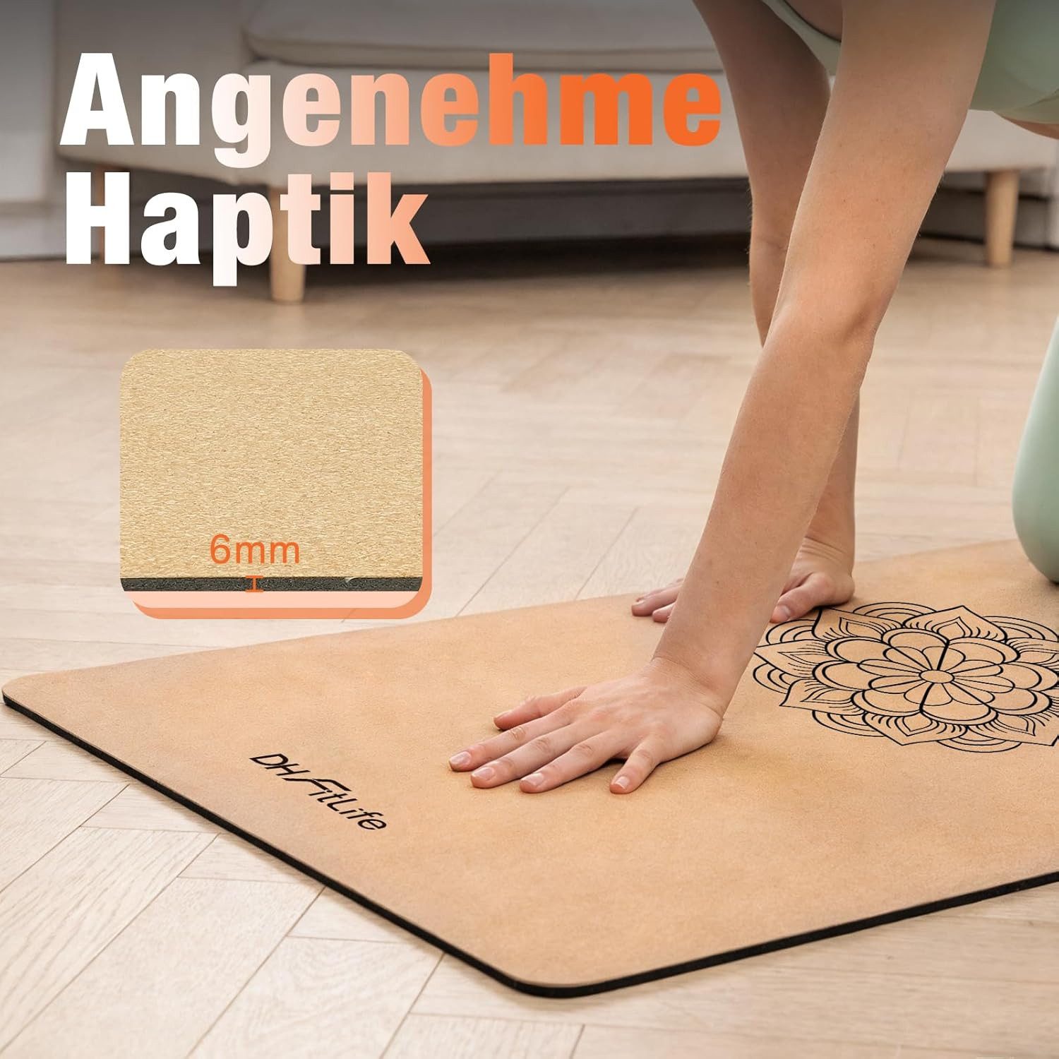 DH FitLife Yogamatte 5 mm, rutschfeste Fitnessmatte mit Tragegurt, Gymnastikmatte für Yoga & Pilates – Bild 4 von 5