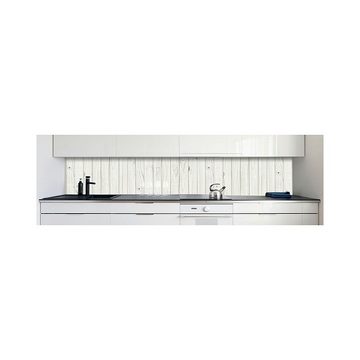 DRUCK-EXPERT Küchenrückwand Küchenrückwand Holzwand Weiß Hart-PVC 0,4 mm selbstklebend