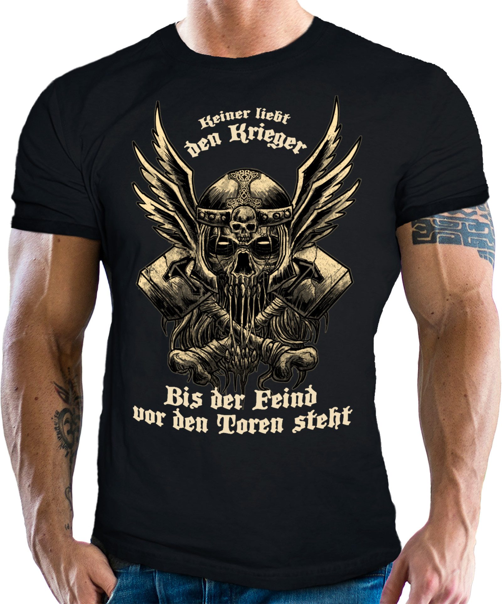 LOBO NEGRO® T-Shirt für Wikinger Nordmann Keltic Fans - keiner liebt den Krieger