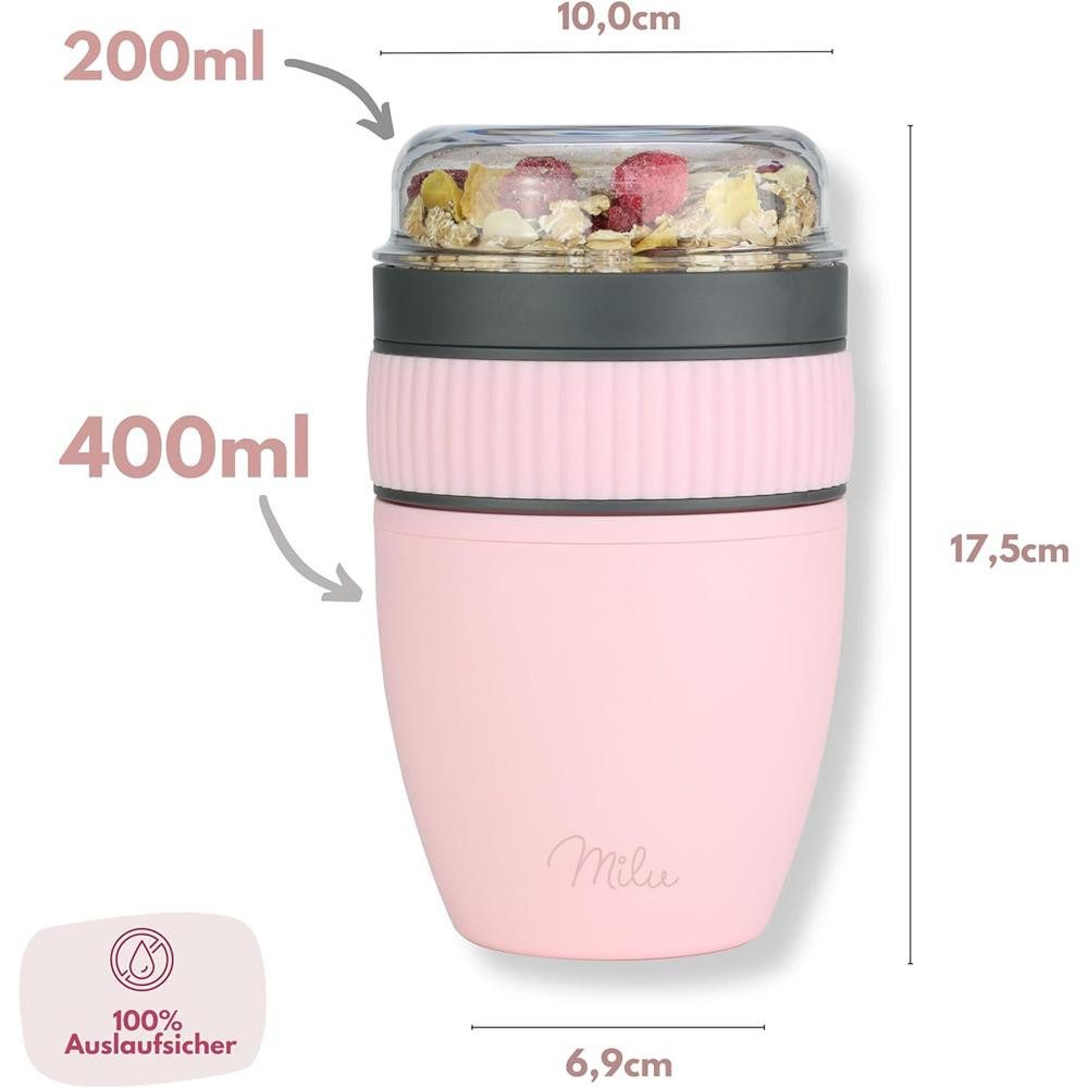 Milu Müslibox Milu Müslibecher To Go Kunststoff 400 ml, auslaufsicher, Müslimax Set – Bild 5 von 5