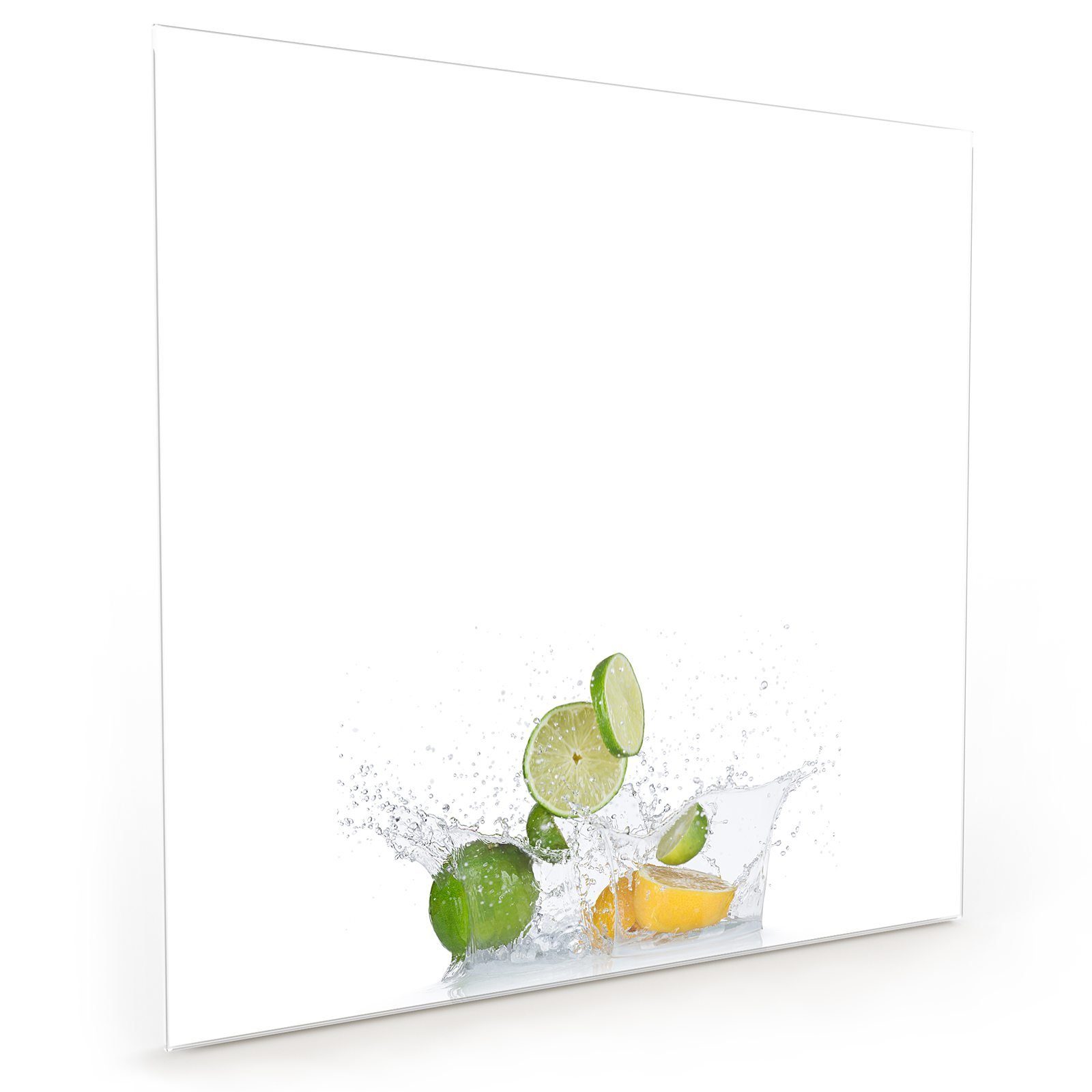 Primedeco Küchenrückwand Spritzschutz Glas Zitronen und Limetten