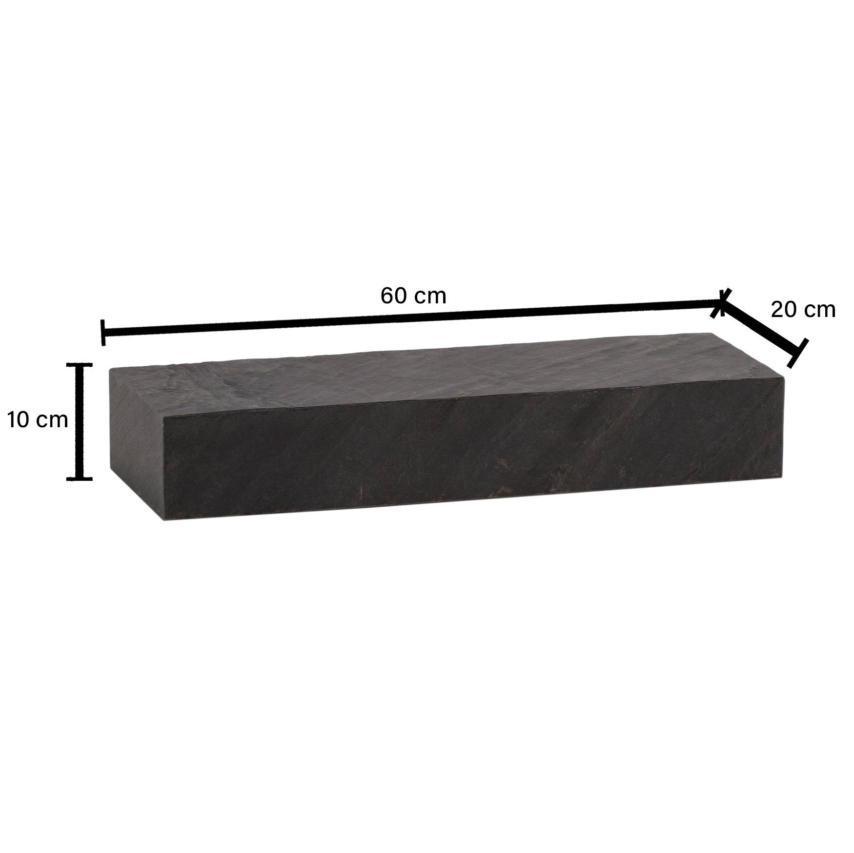 FINEBUY Wandregal FB55697 Massivholz Steinoptik Hängeregal Regal Schweberegal Modern, 60x10x20 cm Mango Massivholz / Steinoptik, Modern, Hängeregal Rechteckig, Schweberegal Anthrazit