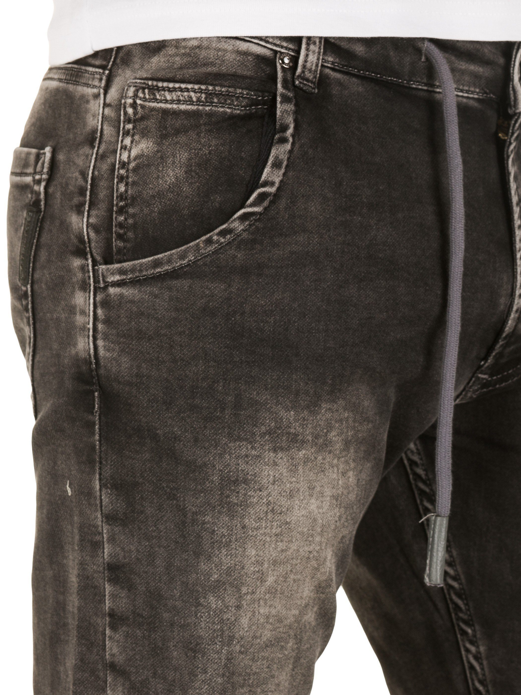 WOTEGA Slim-fit-Jeans Herren Jogginghose in Hose grey Grau Jeans in 19000) Joshua Sweathosen Denim (raven Stretch Jogging Jeans-Look