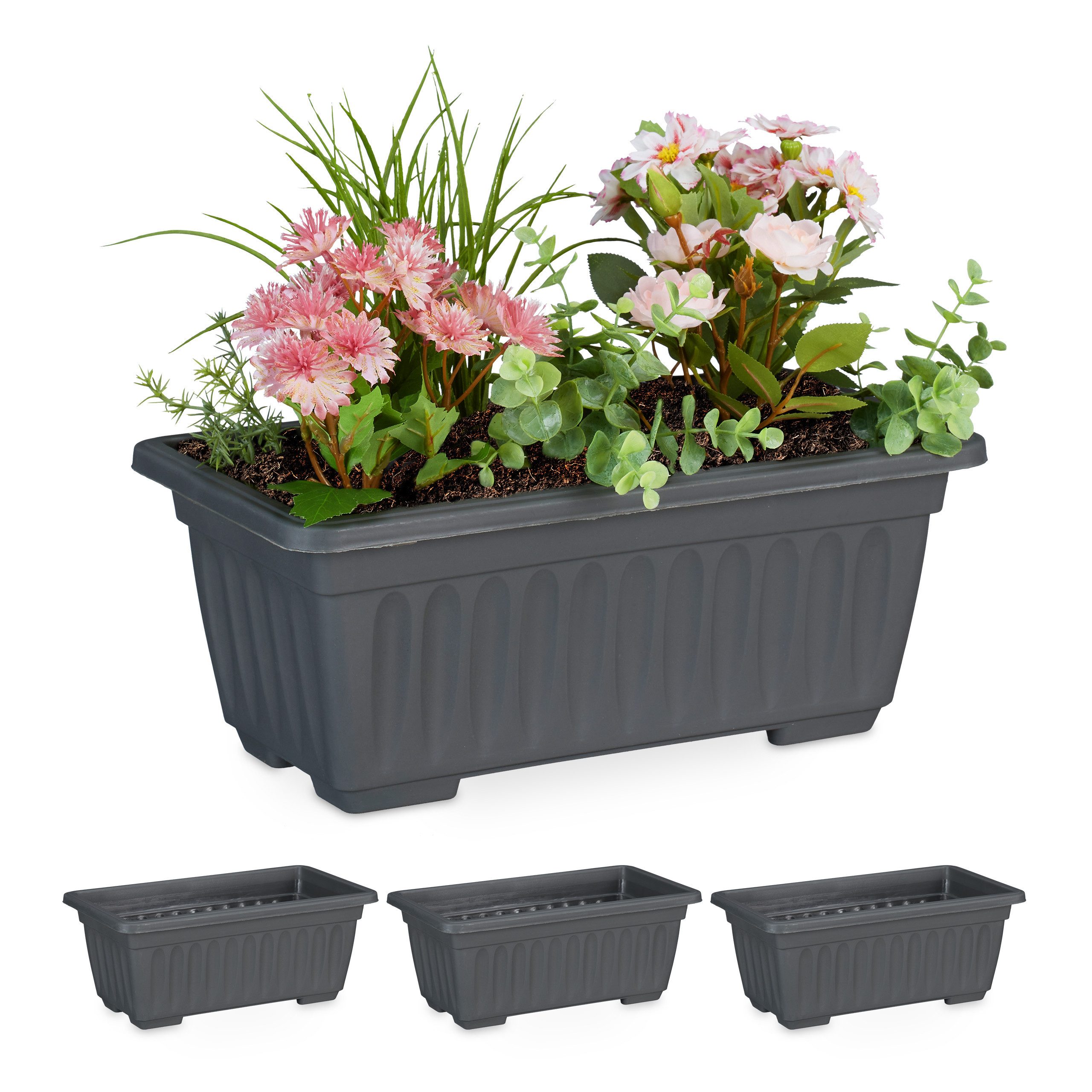 relaxdays Pflanzkübel Blumenkasten 4er Set schmal, günstig online kaufen