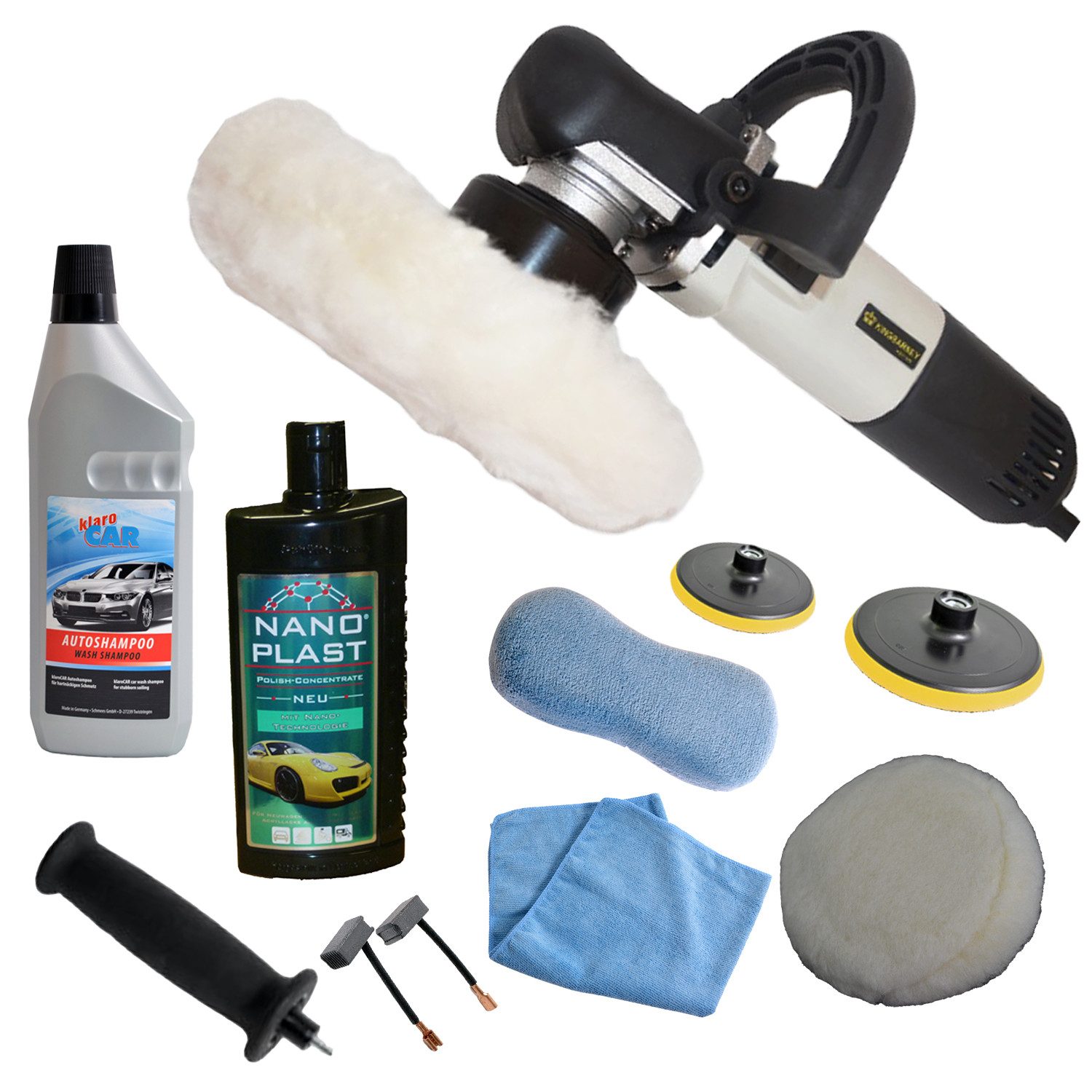 Duke-Handel Exzenter Poliermaschine Polierer Autopolierer Schleifmaschine 710 W 8mm Hub (Set 6), 2500,00 min. U/min, 6800,00 max. U/min, (Polierset, 11 tlg), ohne Akku und Ladegerät, Poliermaschine für Rechts- und Linkshänder