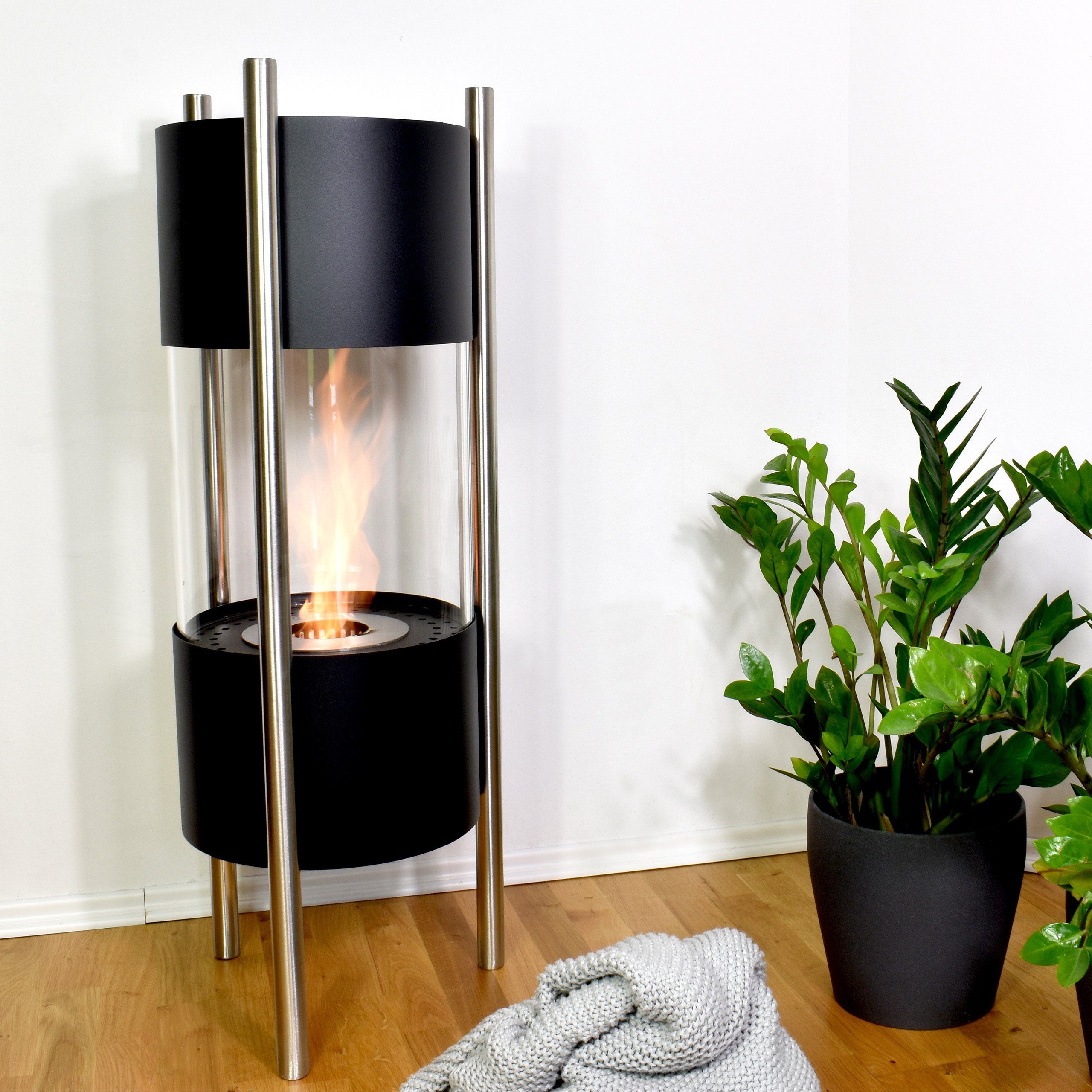 GLOW FIRE Echtfeuer-Dekokamin Ethanolkamin Glow Fire Visby Ofen, mit Heizleistung und Bio-Ethanol Sicherheitsbrenner