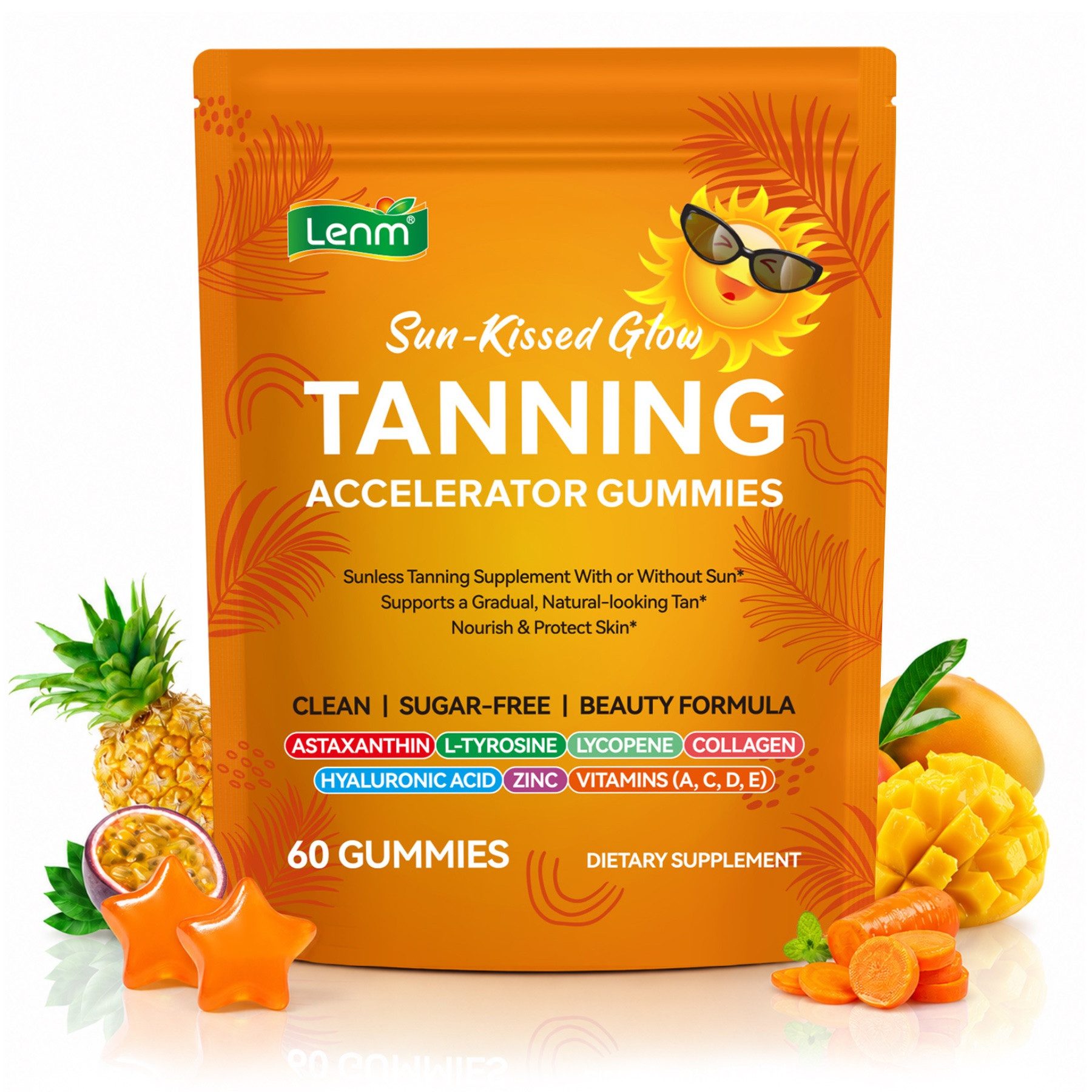 P-Beauty Cosmetic Accessories Natürliche Bräunung Gummibärchen Sonnenschutz Carotin Vitamin ACDE Gummibärchen, Superfood, Bräunung, Nahrungsergänzungsmittel